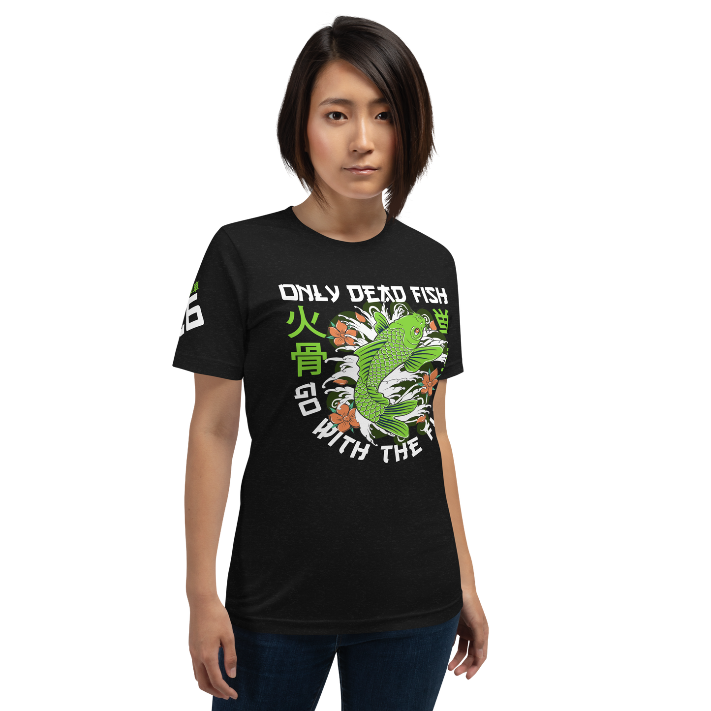 Go with the flow - Green on black t-shirt - Firebone