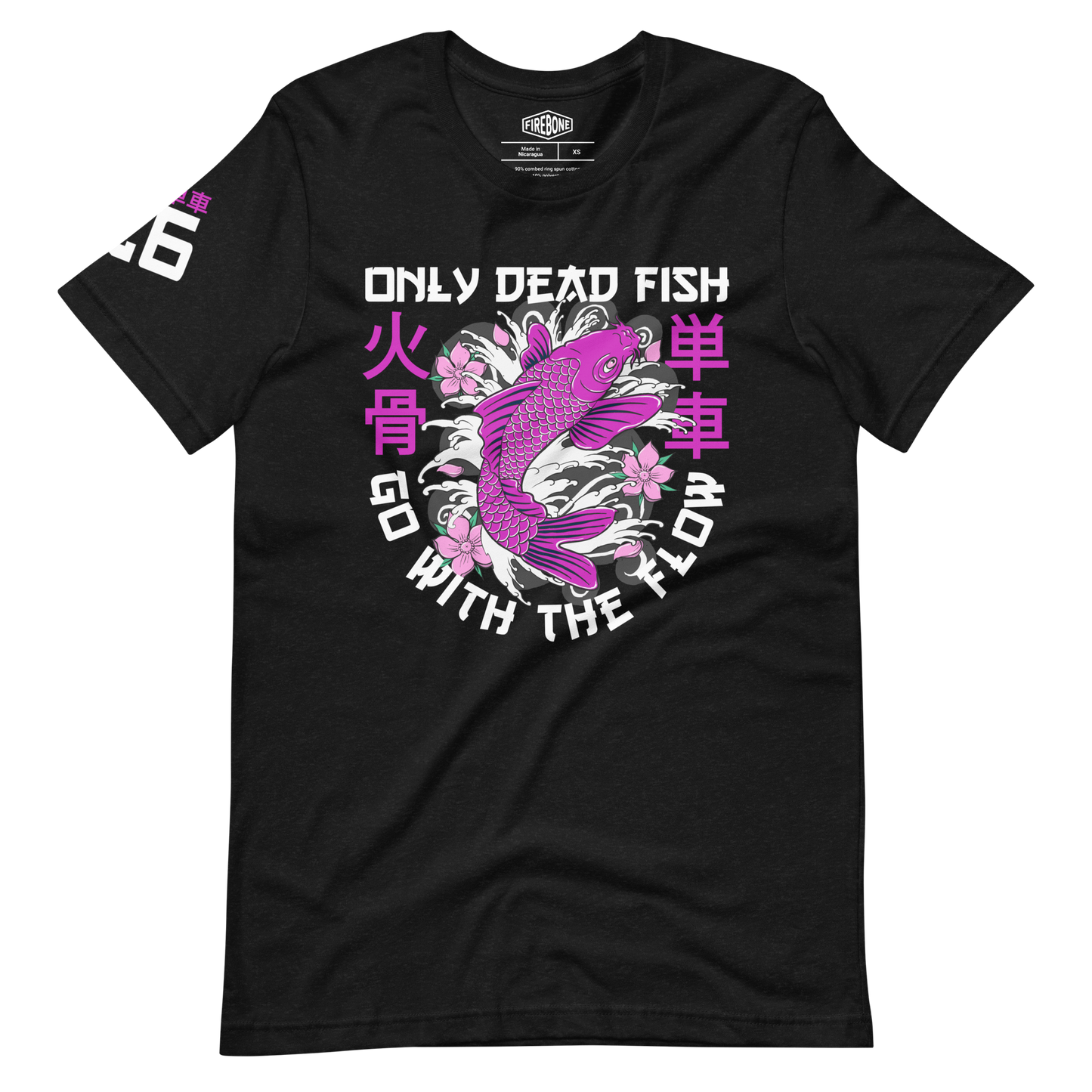 Go with the flow - Pink on black t-shirt - Firebone