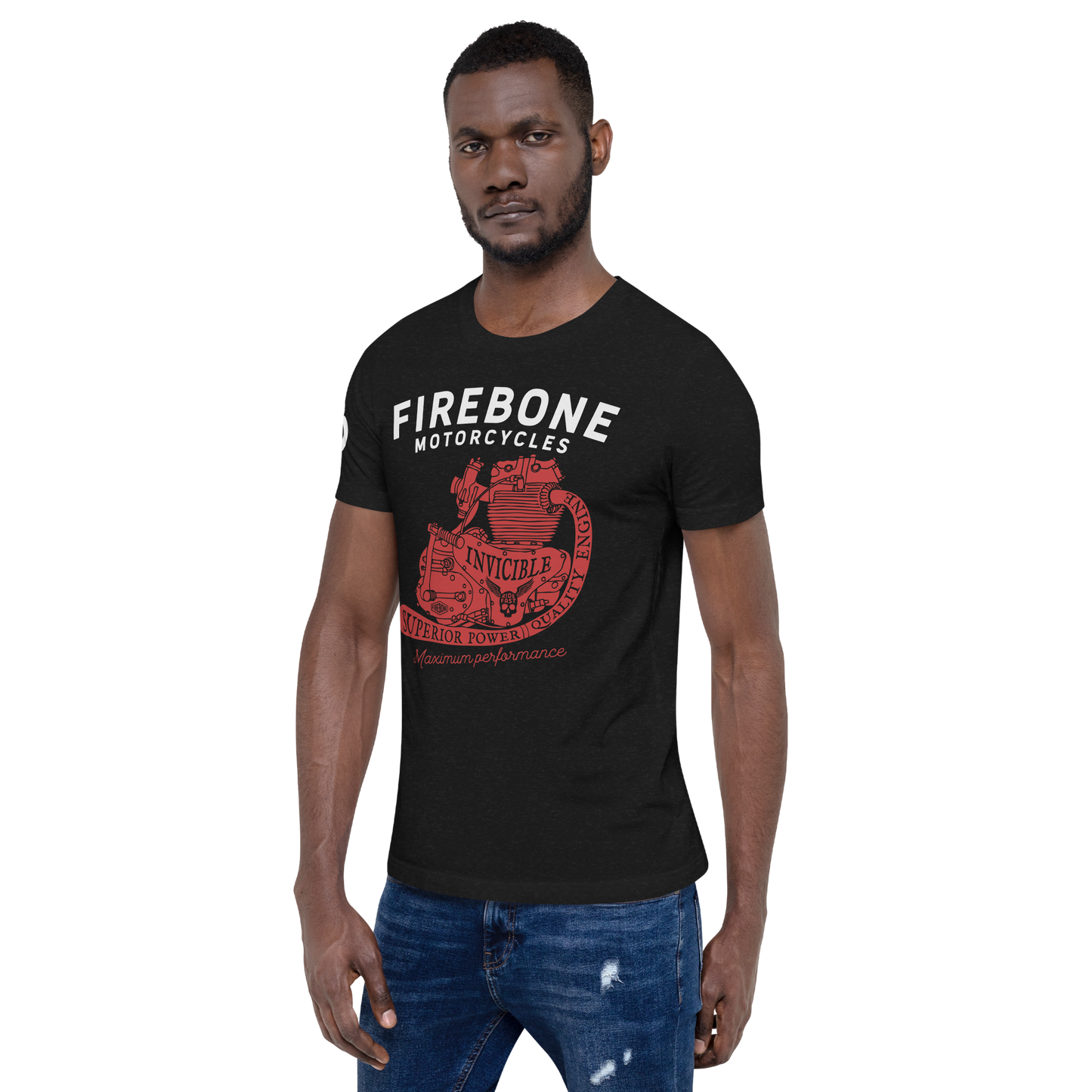 Invincible Engine - Red on black t-shirt - Firebone