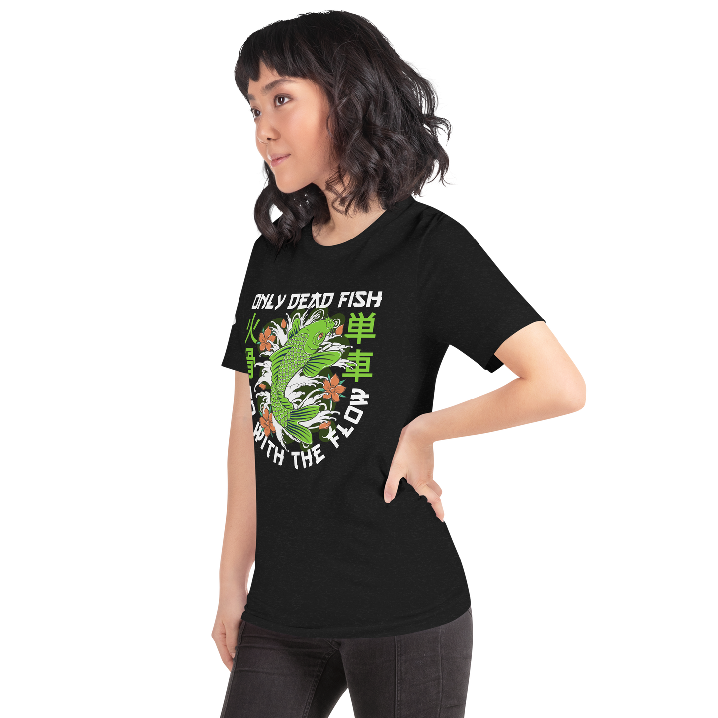 Go with the flow - Green on black t-shirt - Firebone