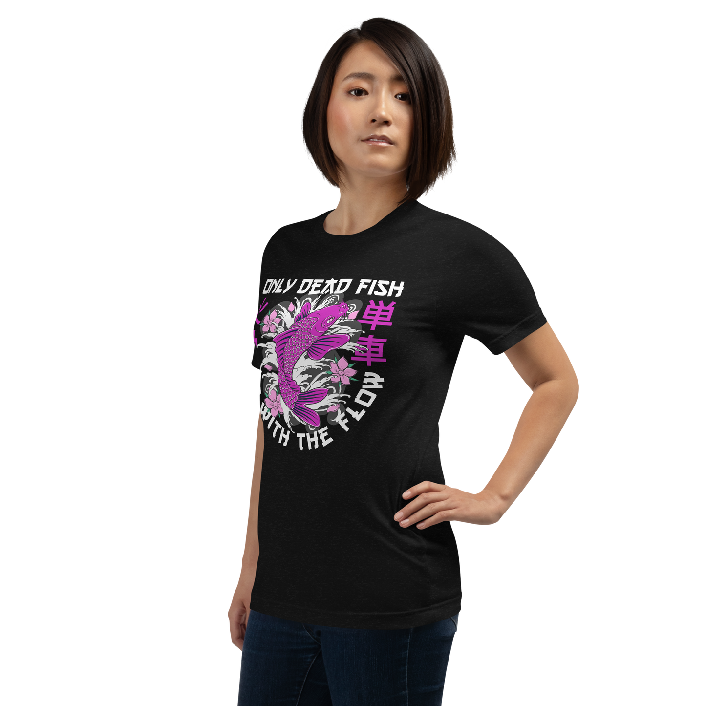 Go with the flow - Pink on black t-shirt - Firebone