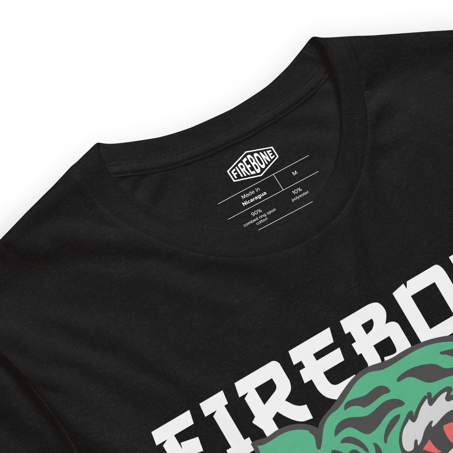 Defiant Tiger - Green on black t-shirt - Firebone