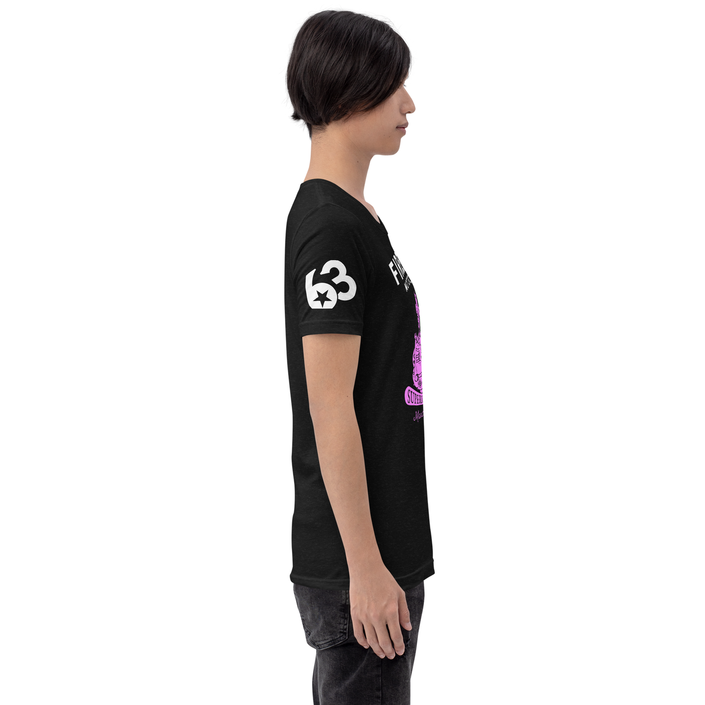 Invincible Engine - Pink on black t-shirt - Firebone