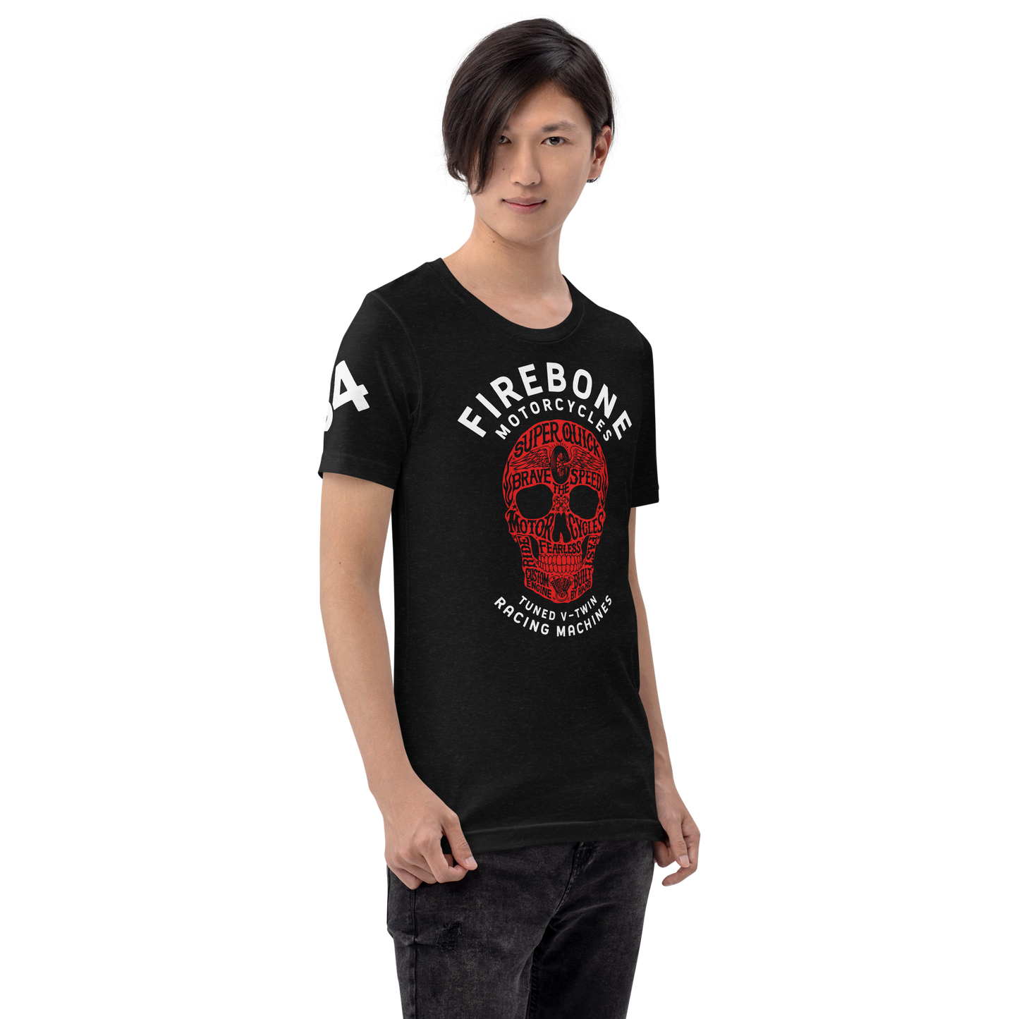 Super Quick Skull - Red on black t-shirt - Firebone