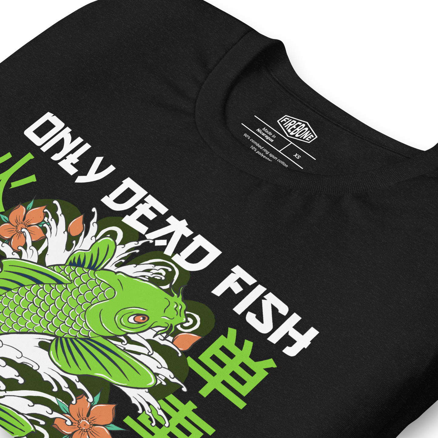 Go with the flow - Green on black t-shirt - Firebone
