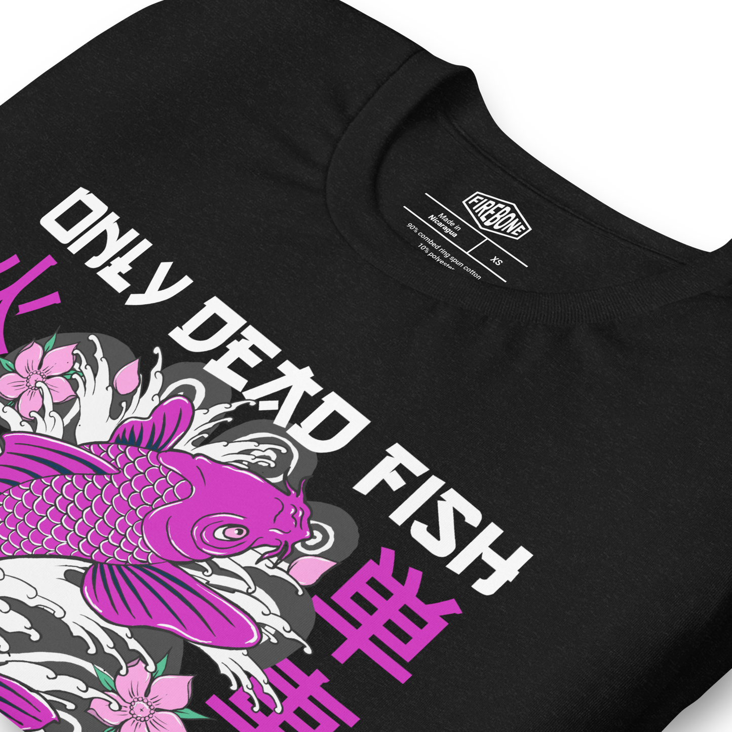 Go with the flow - Pink on black t-shirt - Firebone