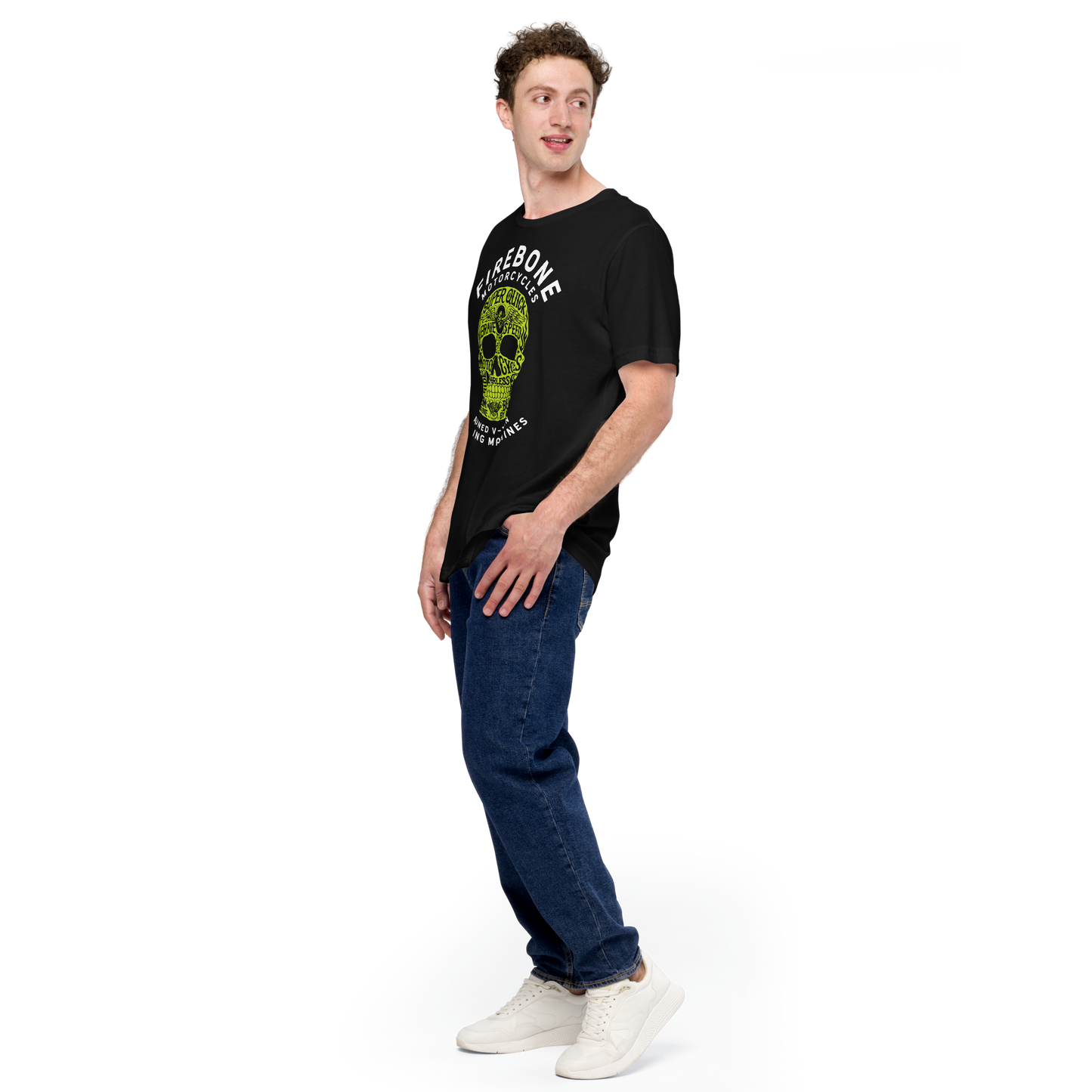 Super Quick Skull- Green print on black t-shirt - Firebone