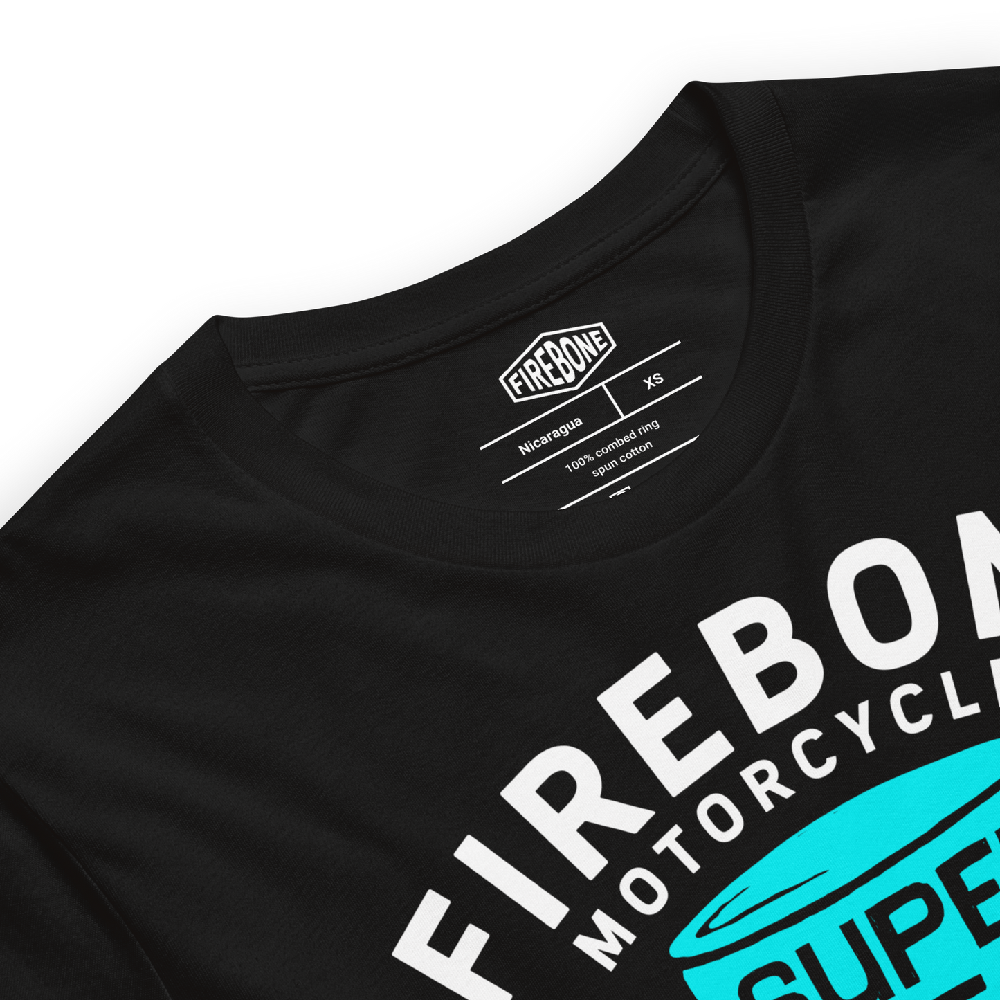Super Quick Piston - Blue green on black t-shirt - Firebone