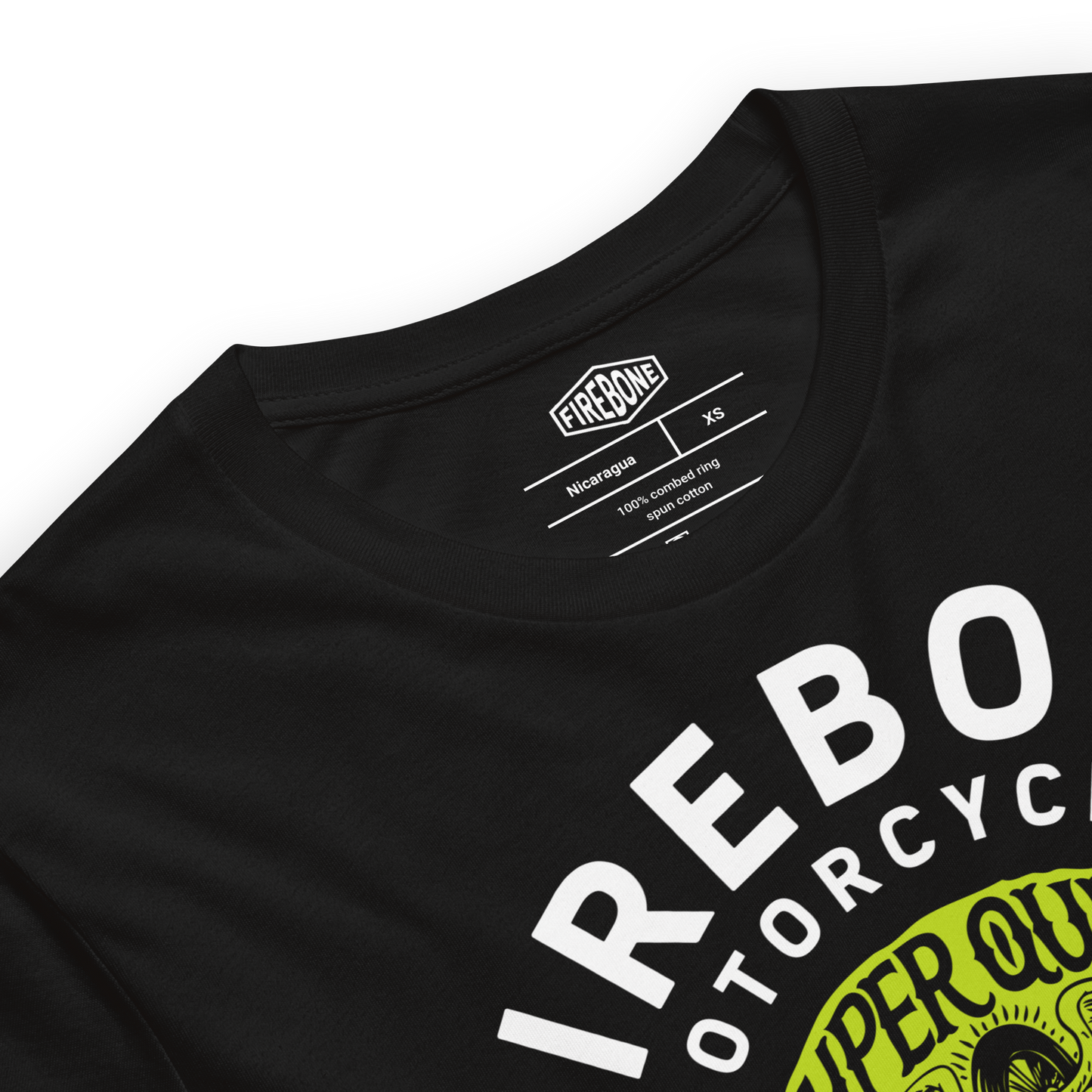 Super Quick Skull- Green print on black t-shirt - Firebone