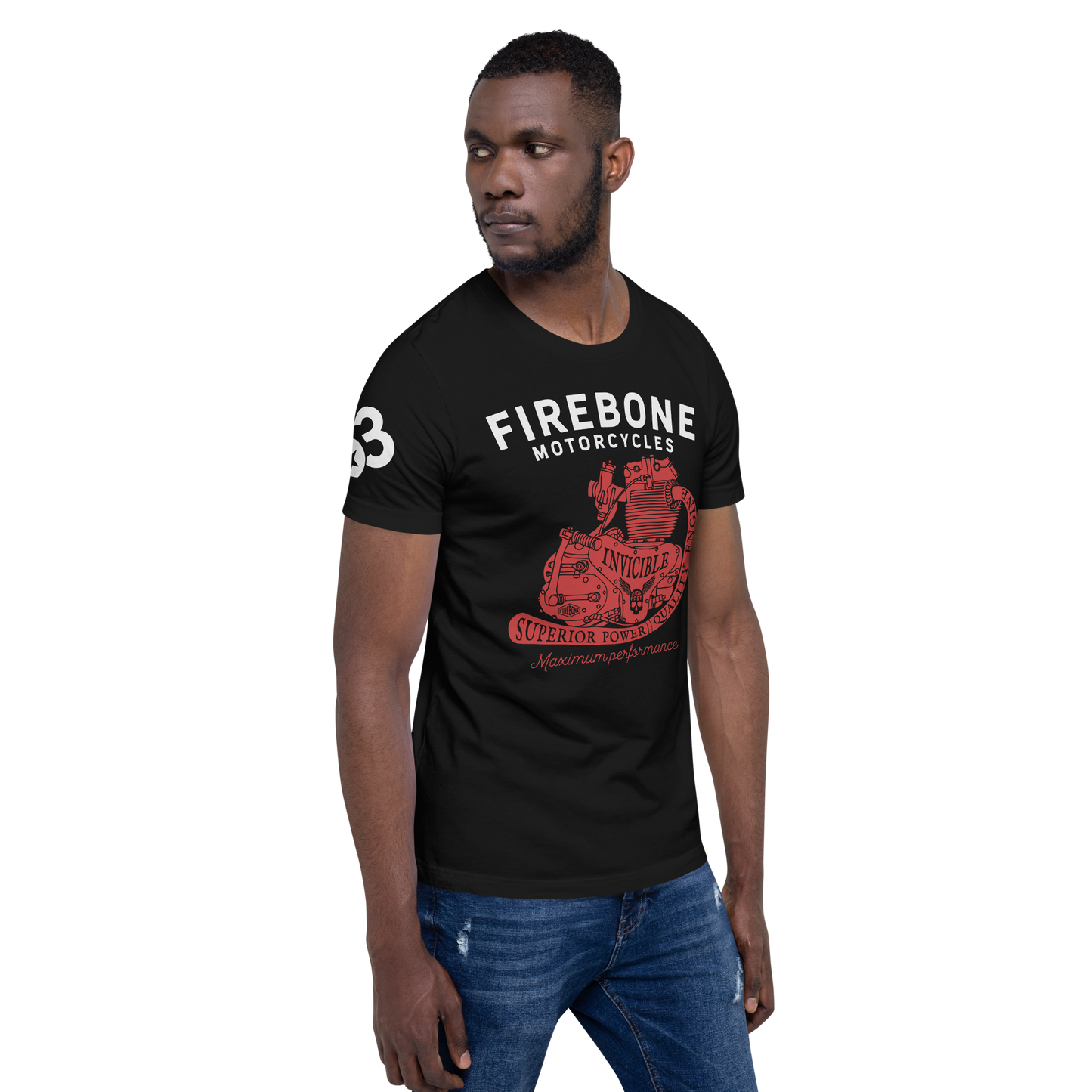 Invincible Engine - Red on black t-shirt - Firebone