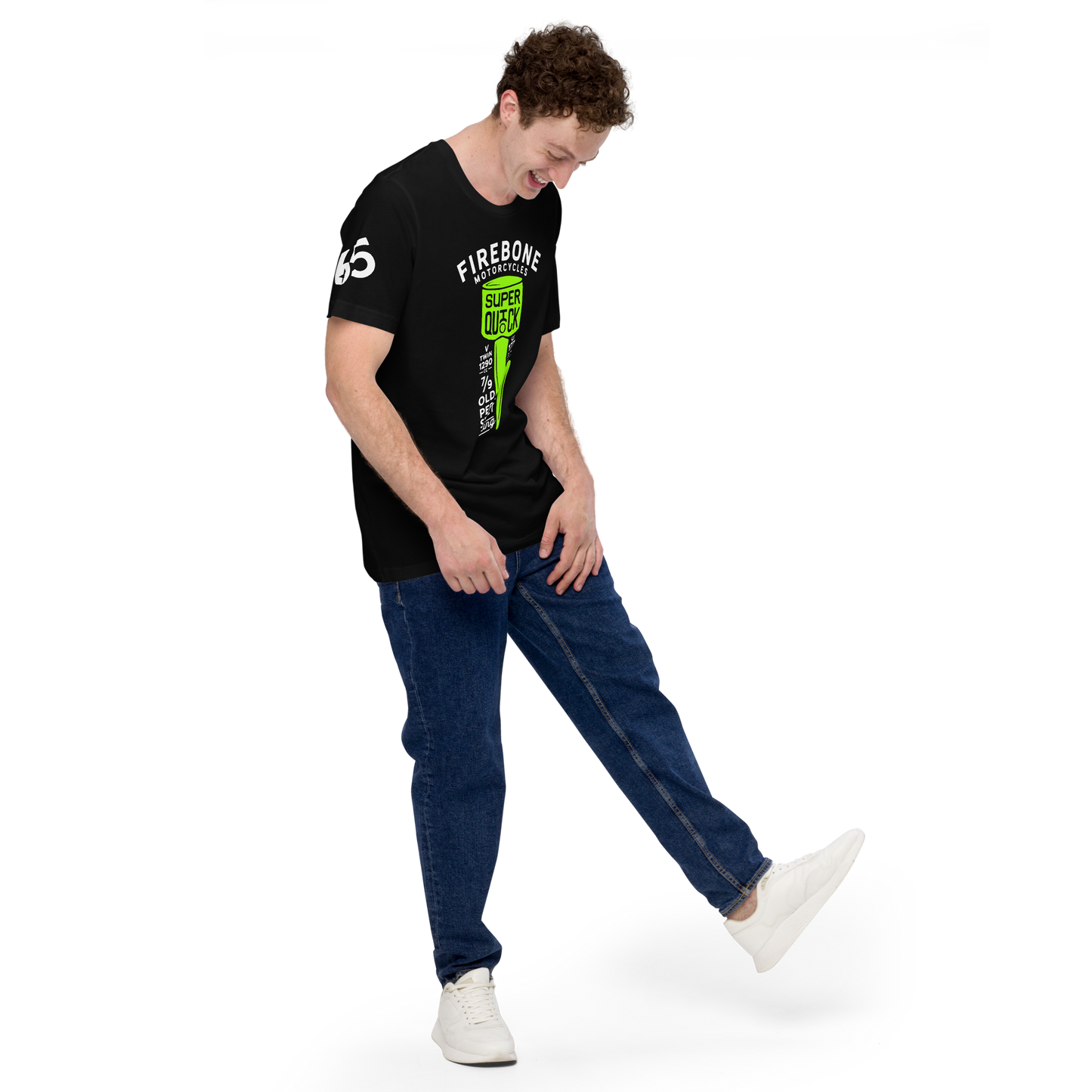 Super Quick Piston - Green on black t-shirt - Firebone