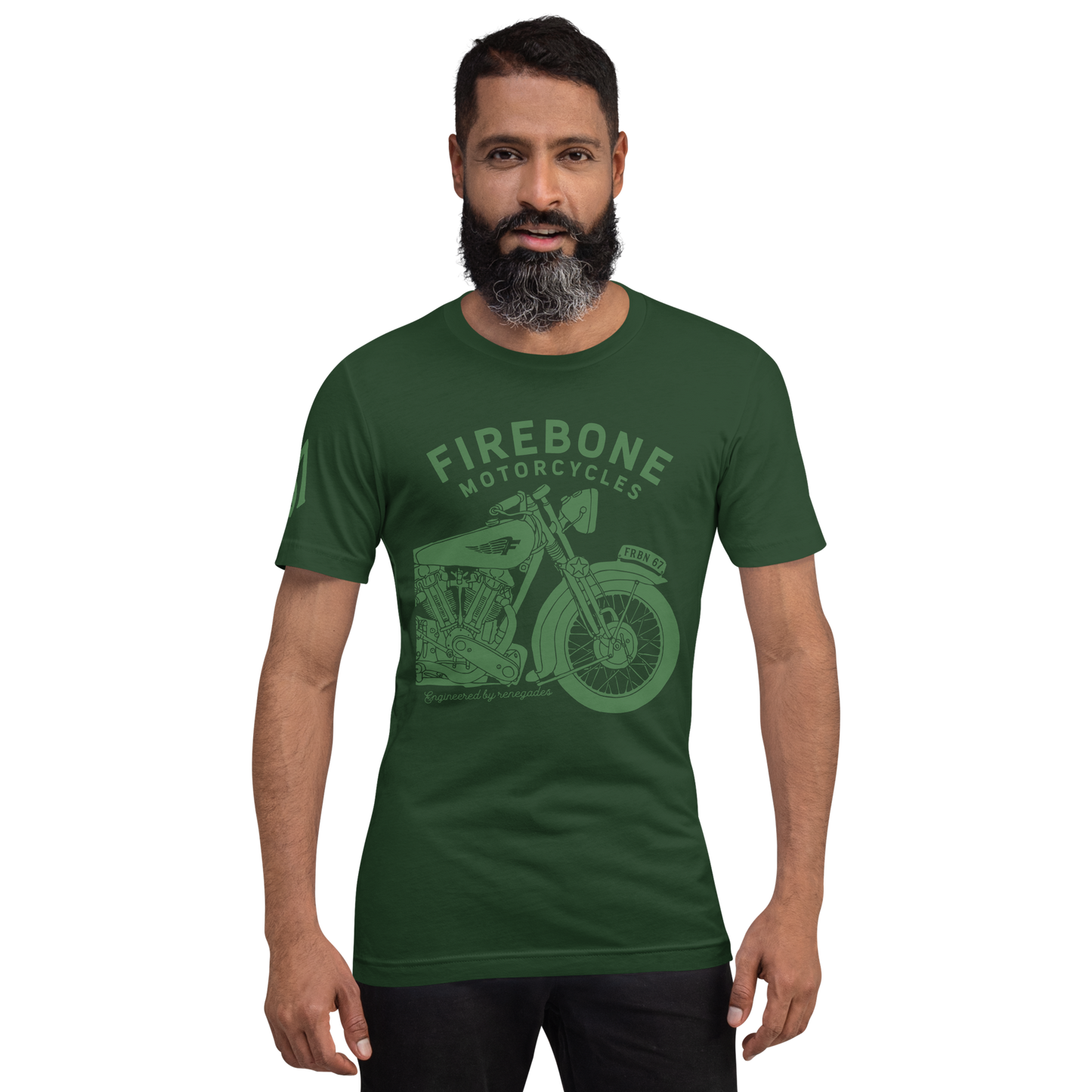 Vintage Motorcycle - Forest green t-shirt - Firebone