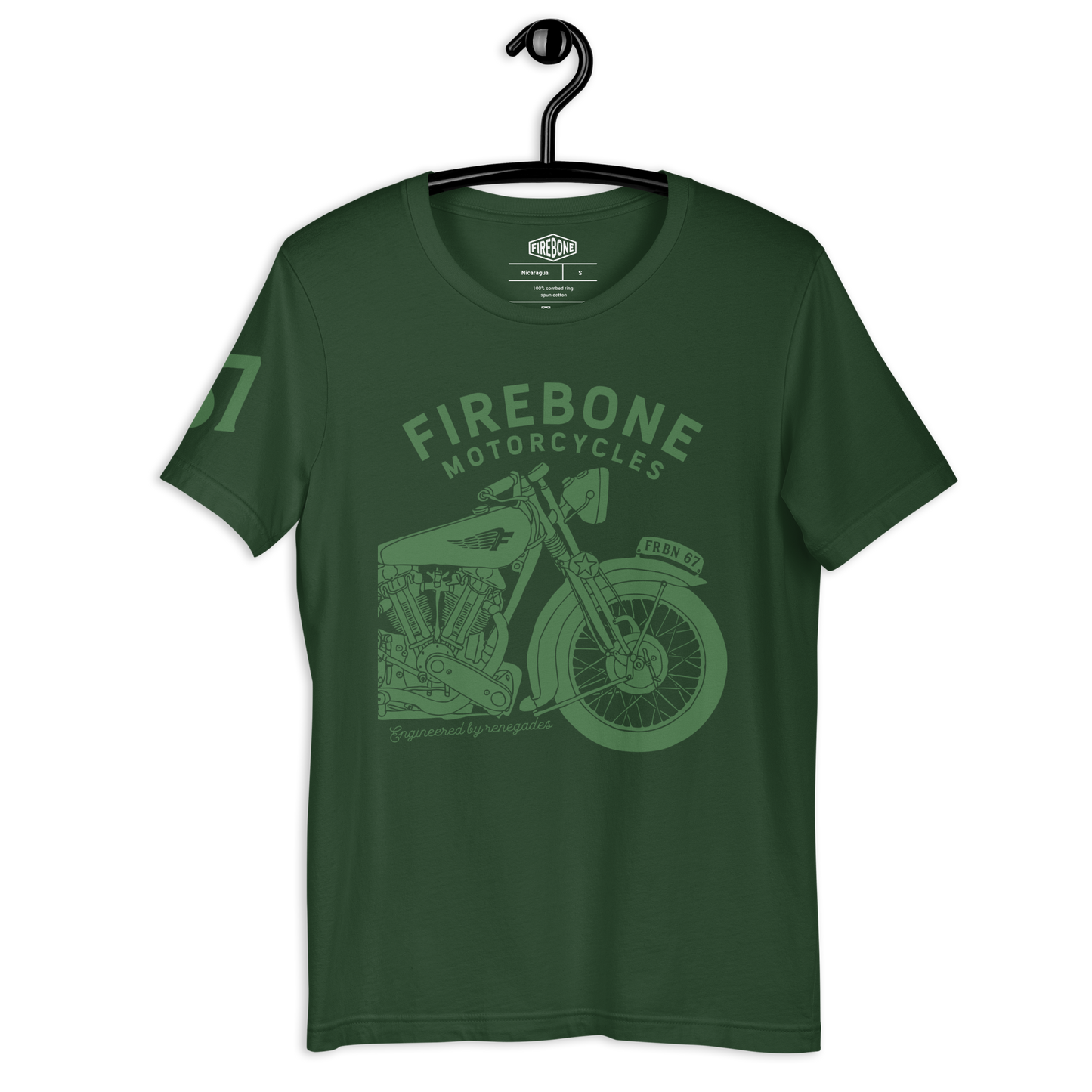 Vintage Motorcycle - Forest green t-shirt - Firebone
