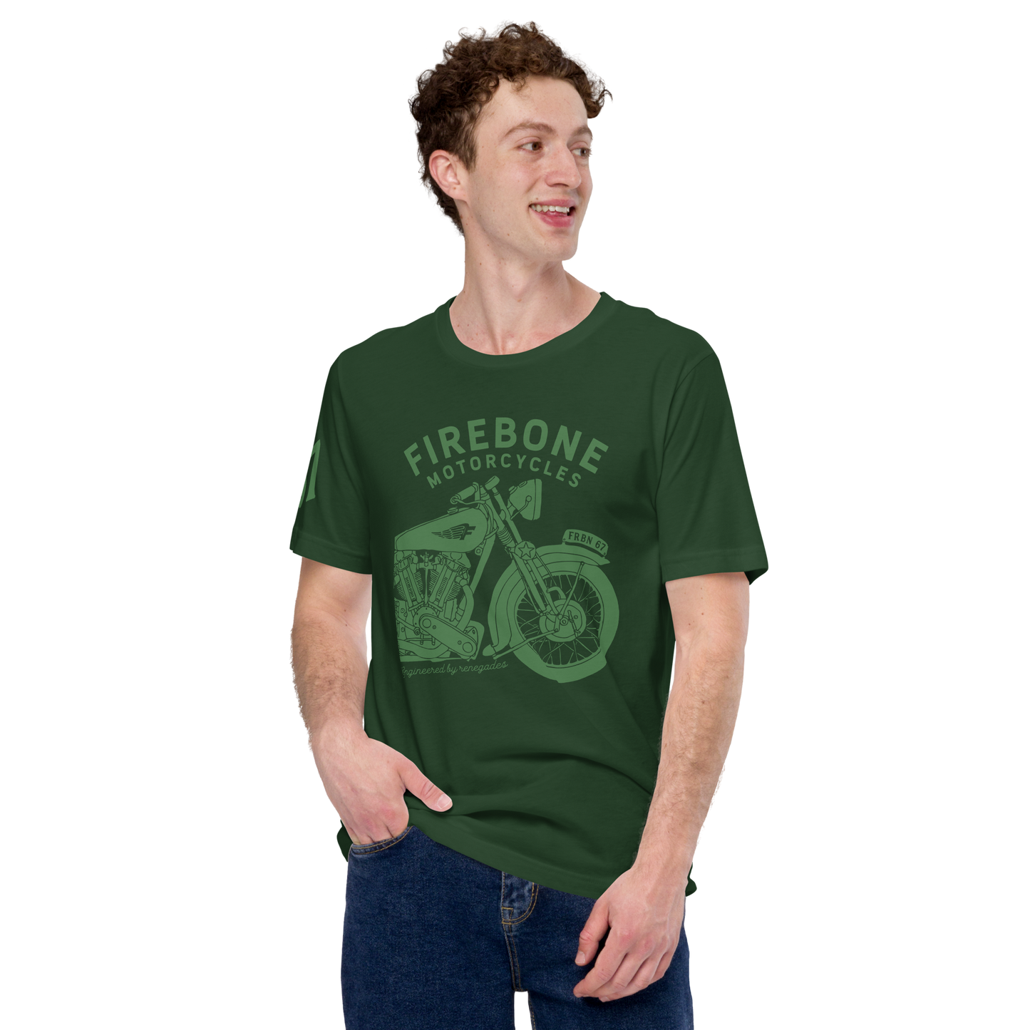 Vintage Motorcycle - Forest green t-shirt - Firebone