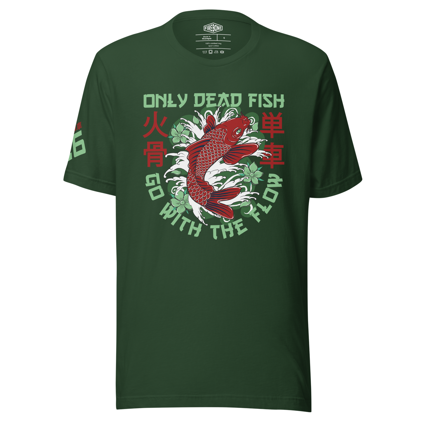 Go with the flow - Dark green t-shirt - Firebone