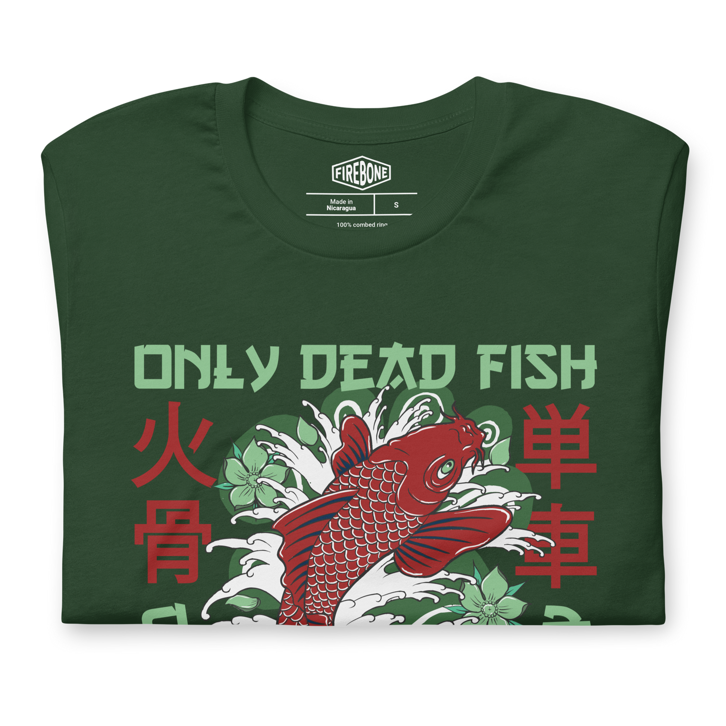 Go with the flow - Dark green t-shirt - Firebone