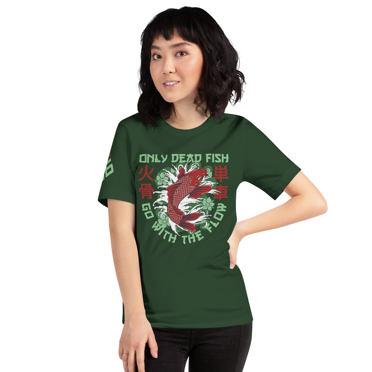 Go with the flow - Dark green t-shirt - Firebone