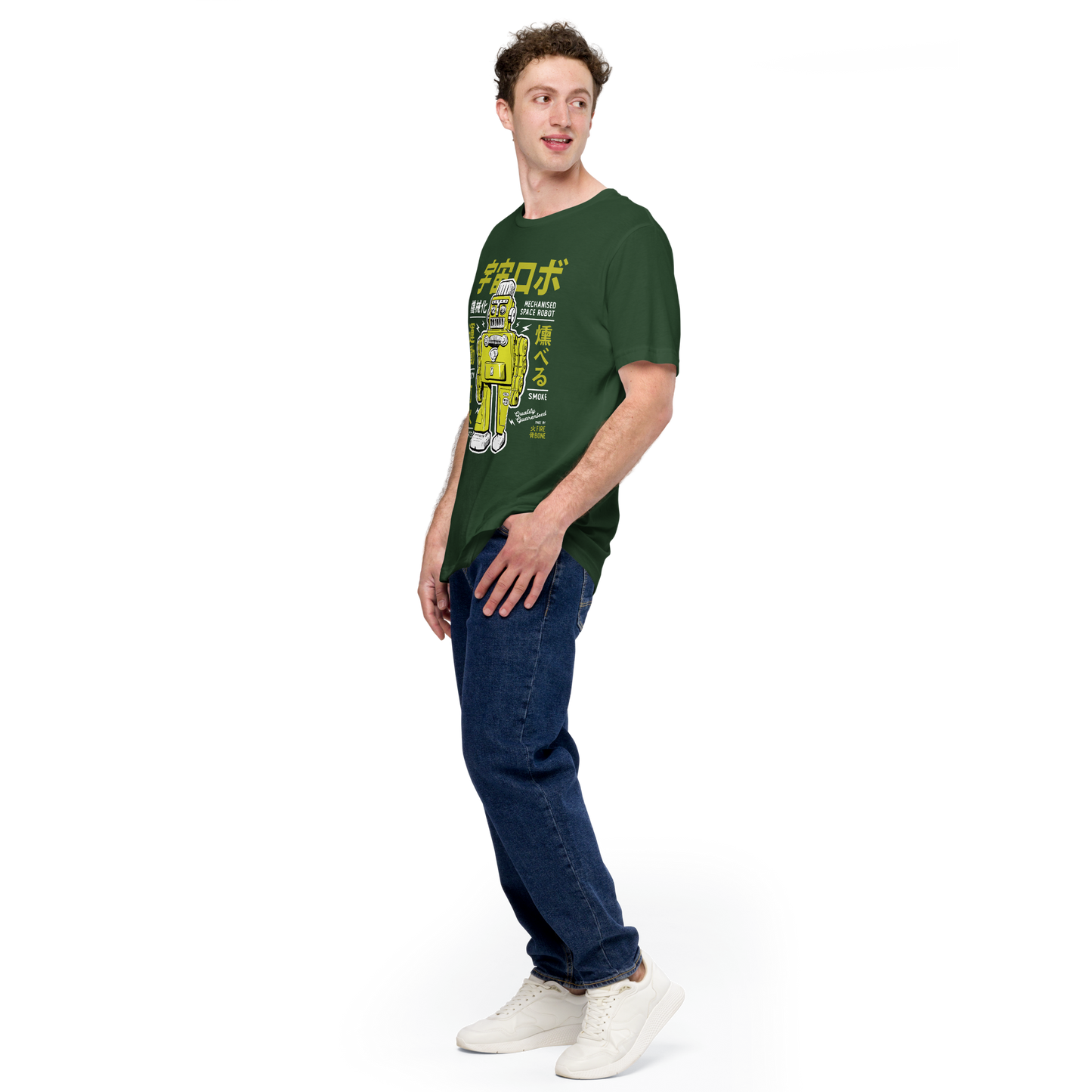 Smoking Robot - Forest green t-shirt - Firebone