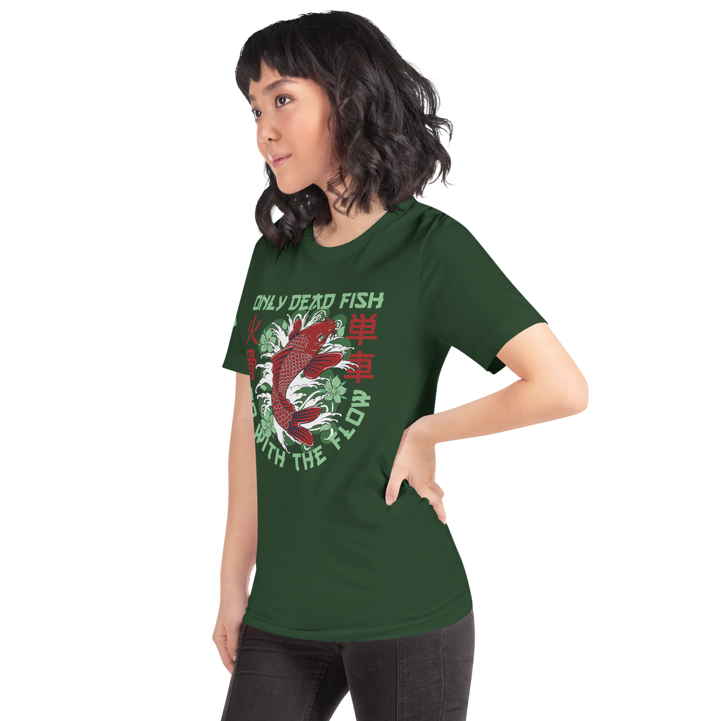 Go with the flow - Dark green t-shirt - Firebone