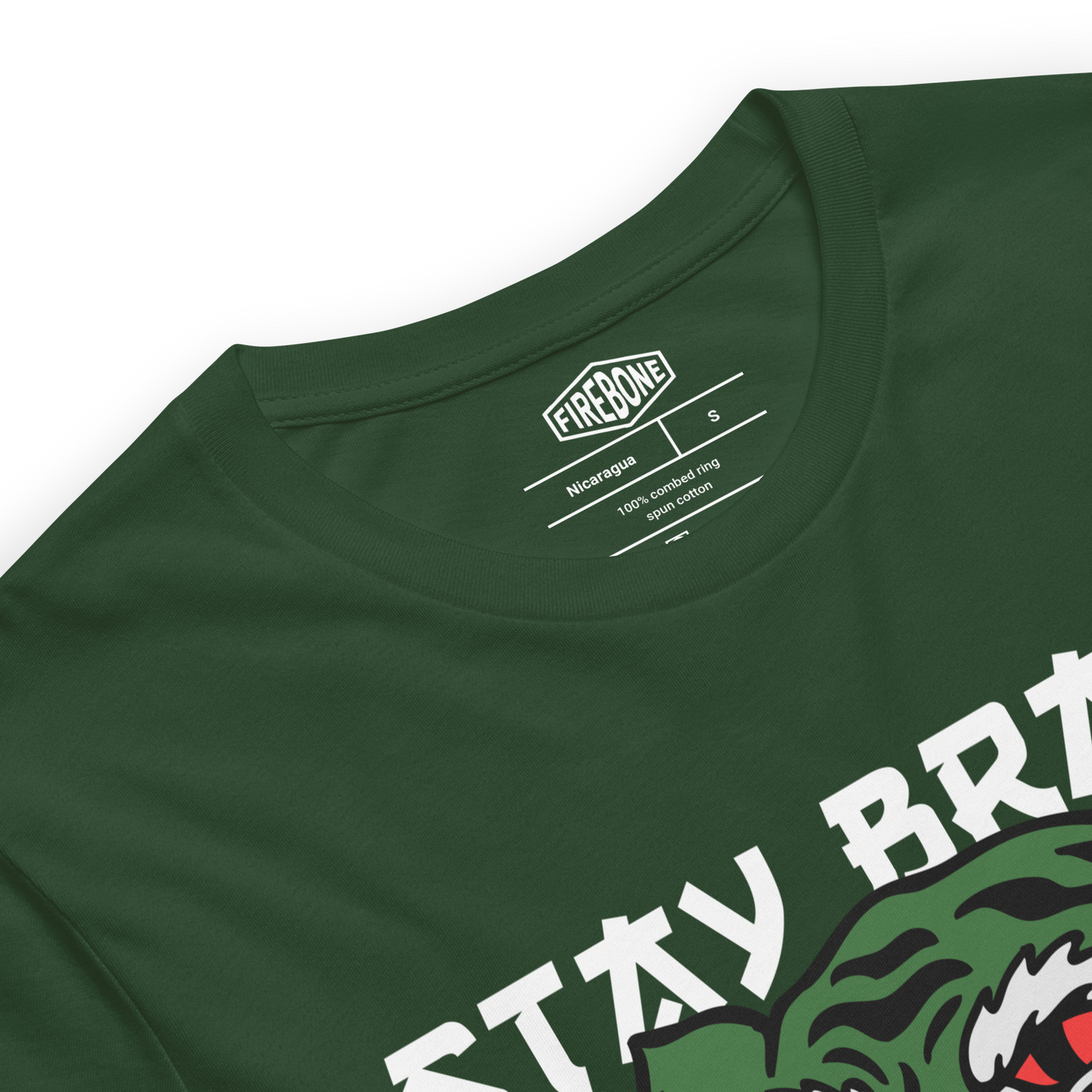 Stay Brave Tiger - Forest green t-shirt - Firebone