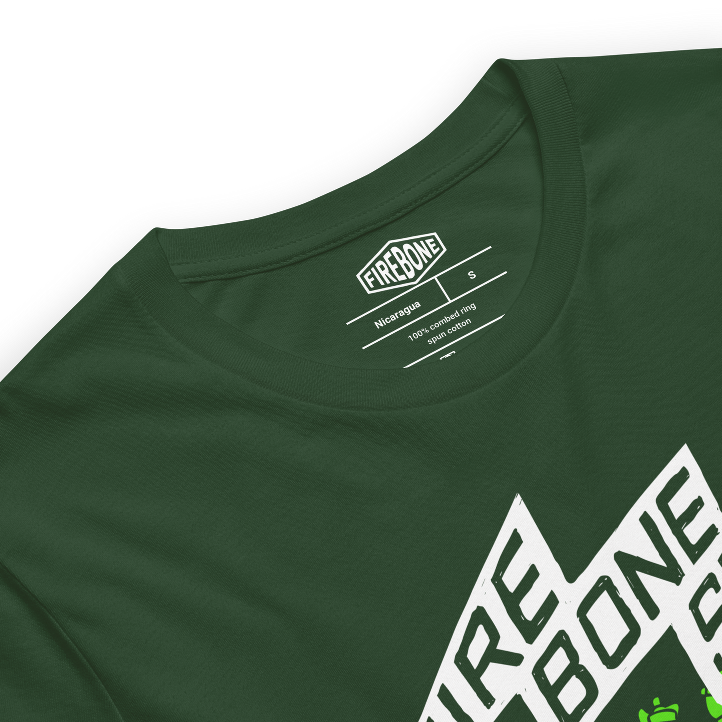 Firebone Steel - Green on forest green t-shirt - Firebone