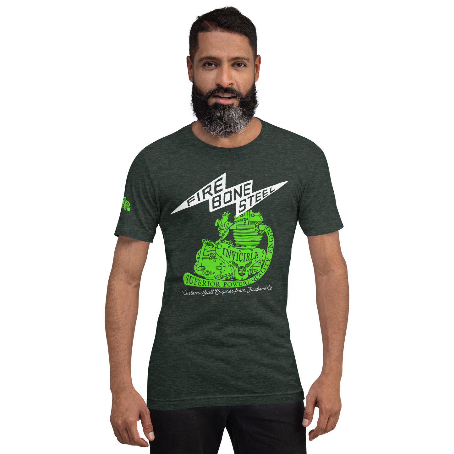 Firebone Steel - Green on dark t-shirts - Firebone