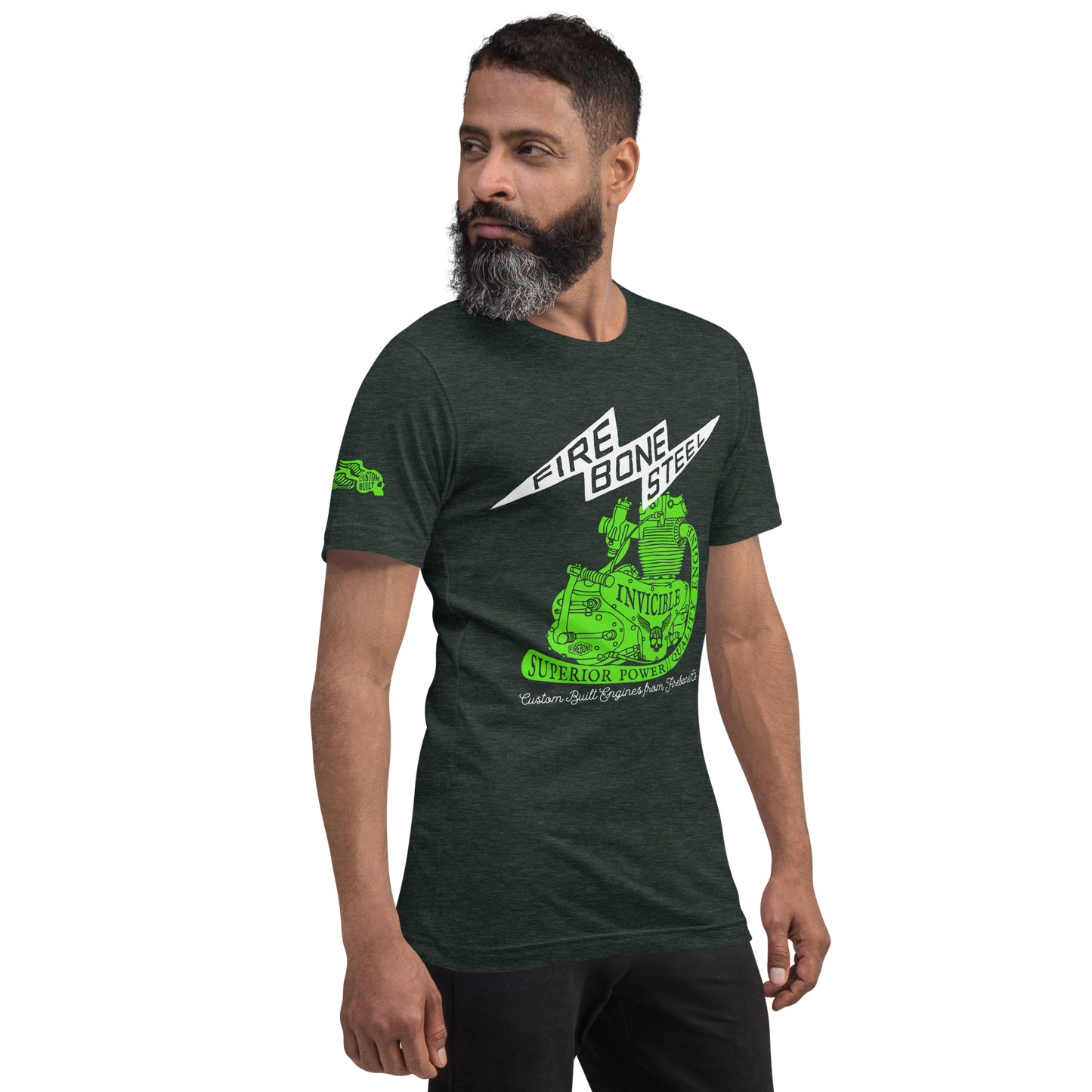 Firebone Steel - Green on dark t-shirts - Firebone