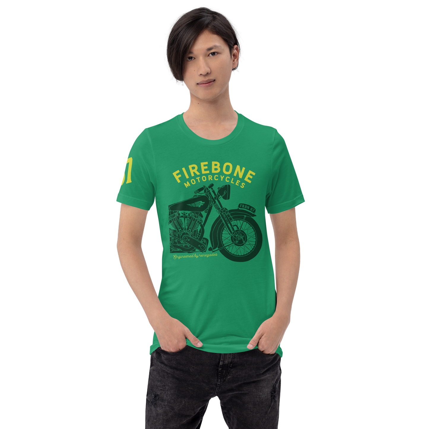 Vintage Motorcycle - Kelly green t-shirt - Firebone