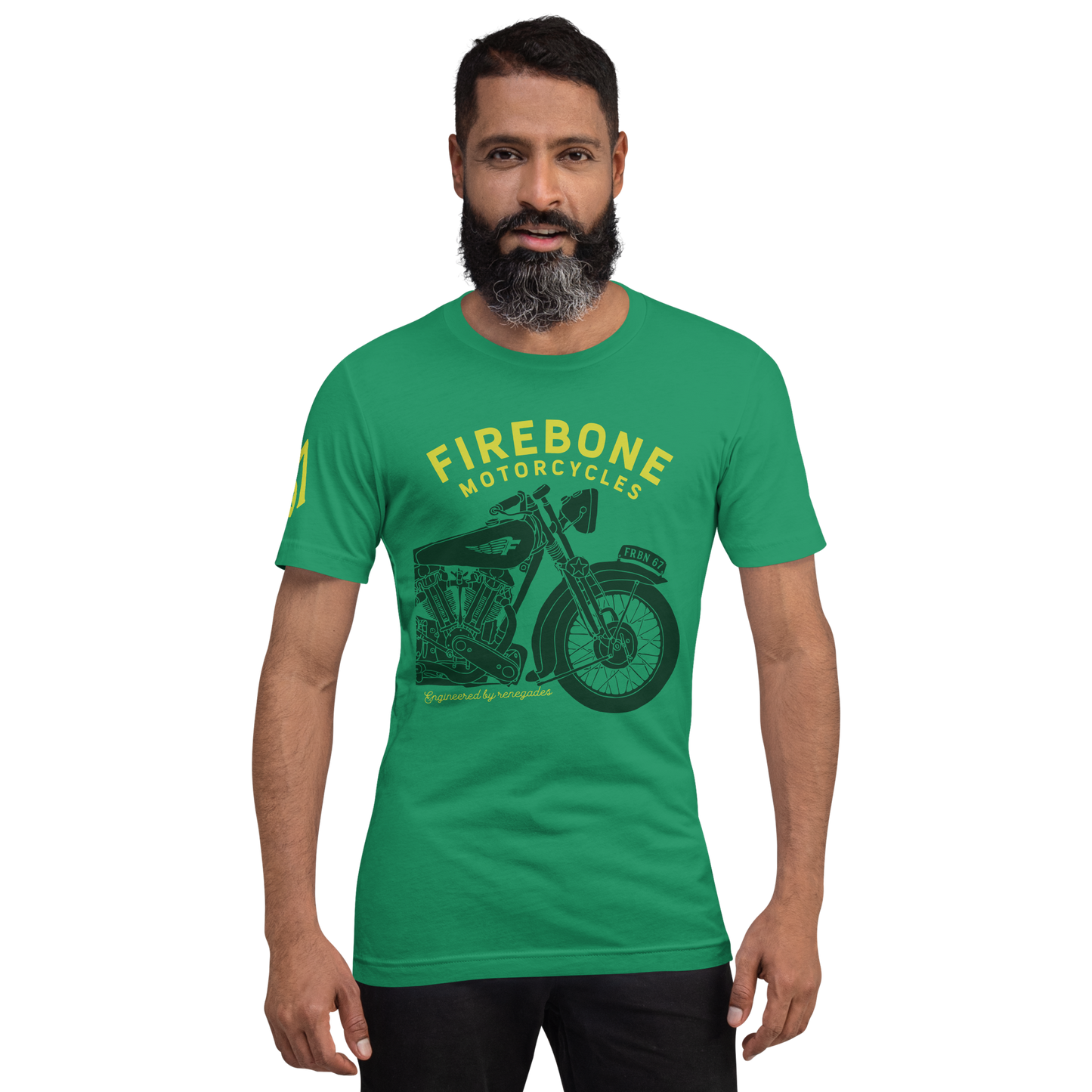 Vintage Motorcycle - Kelly green t-shirt - Firebone