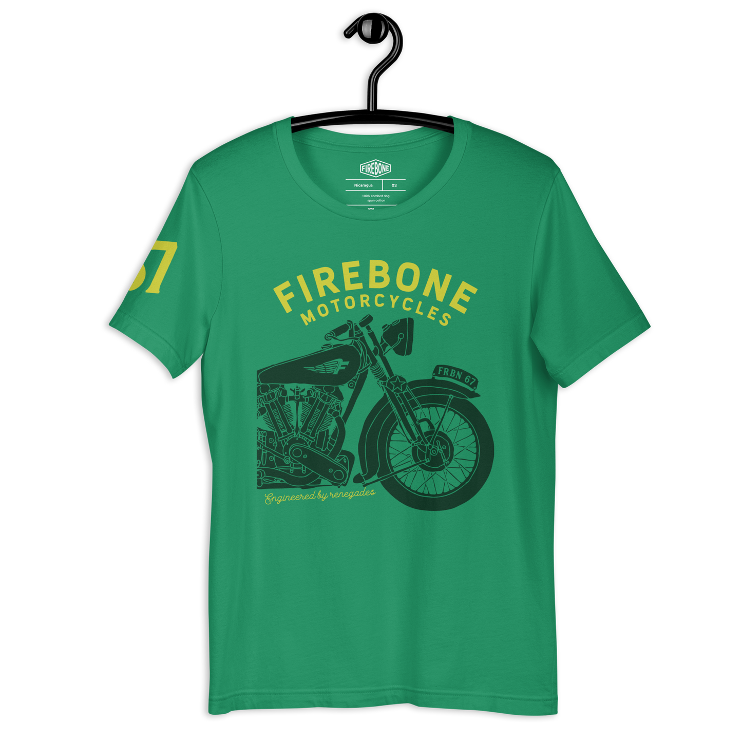 Vintage Motorcycle - Kelly green t-shirt - Firebone