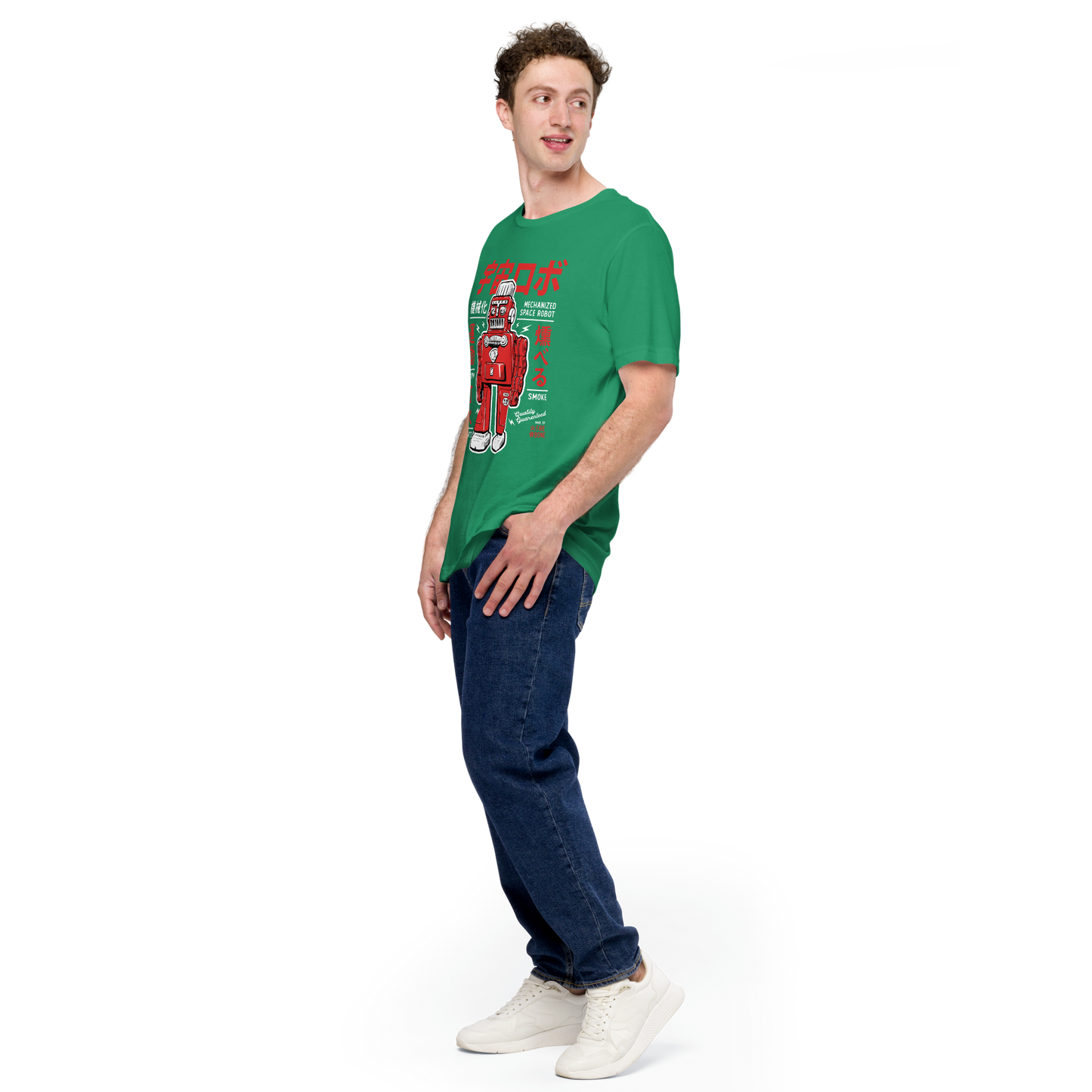 Smoking Robot - Kelly green t-shirt - Firebone