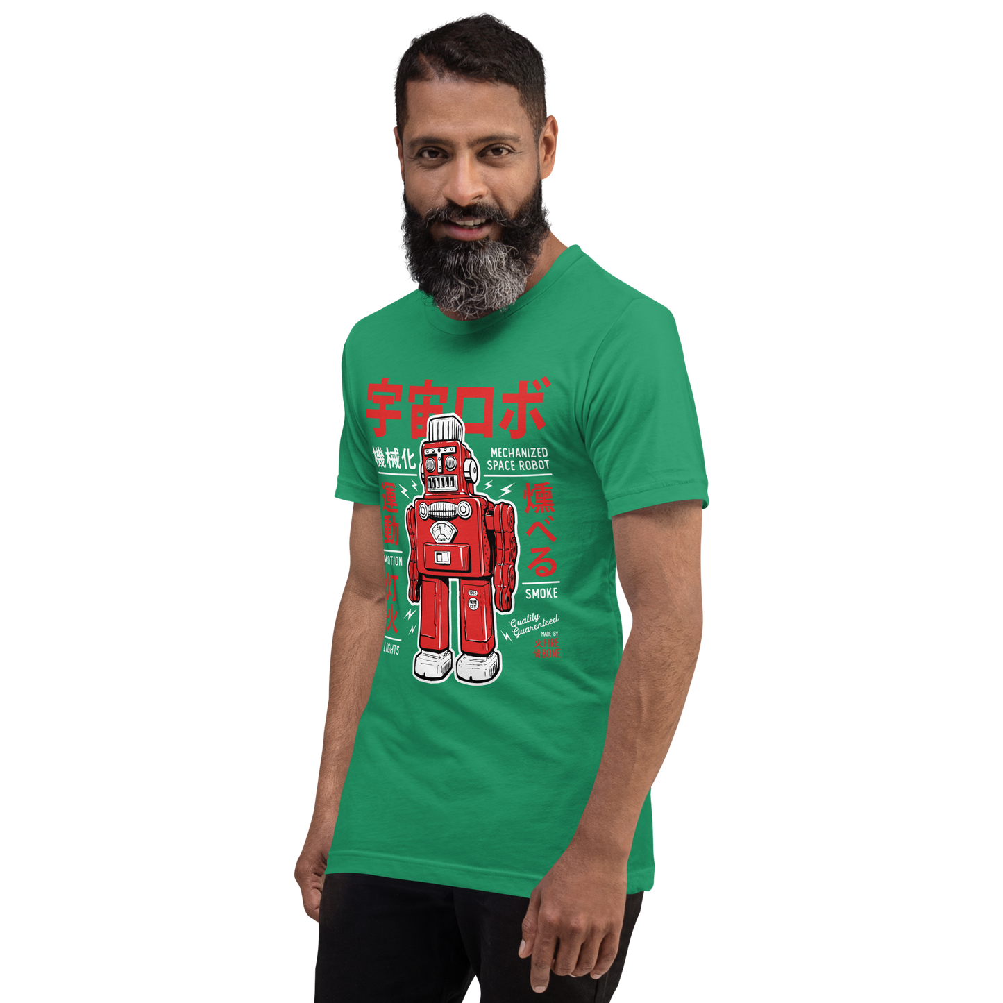 Smoking Robot - Kelly green t-shirt - Firebone