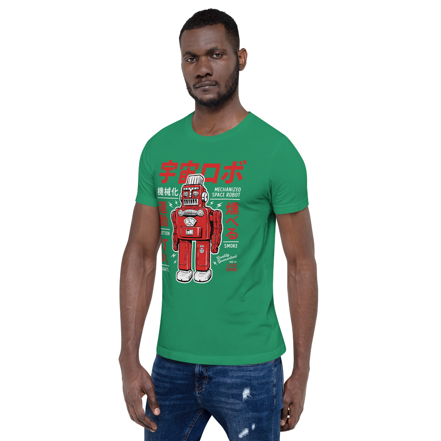 Smoking Robot - Kelly green t-shirt - Firebone