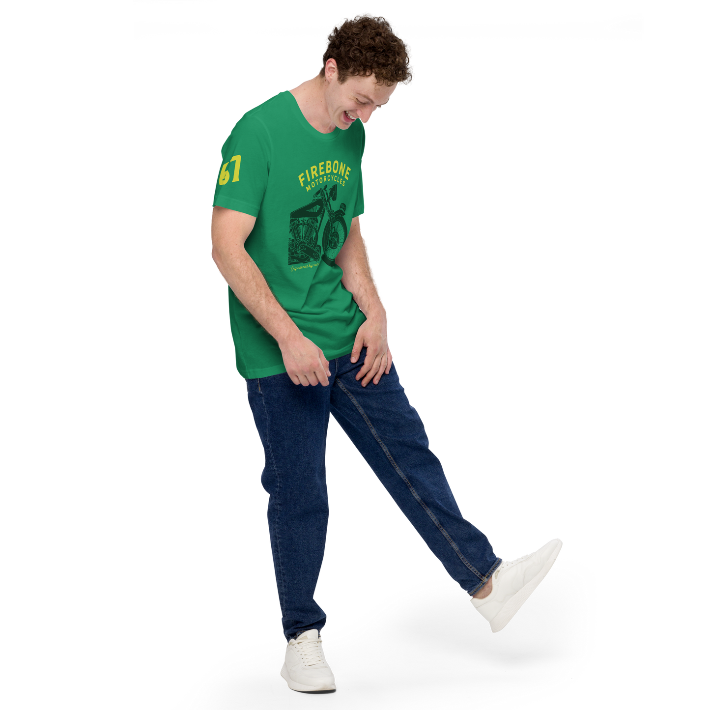Vintage Motorcycle - Kelly green t-shirt - Firebone