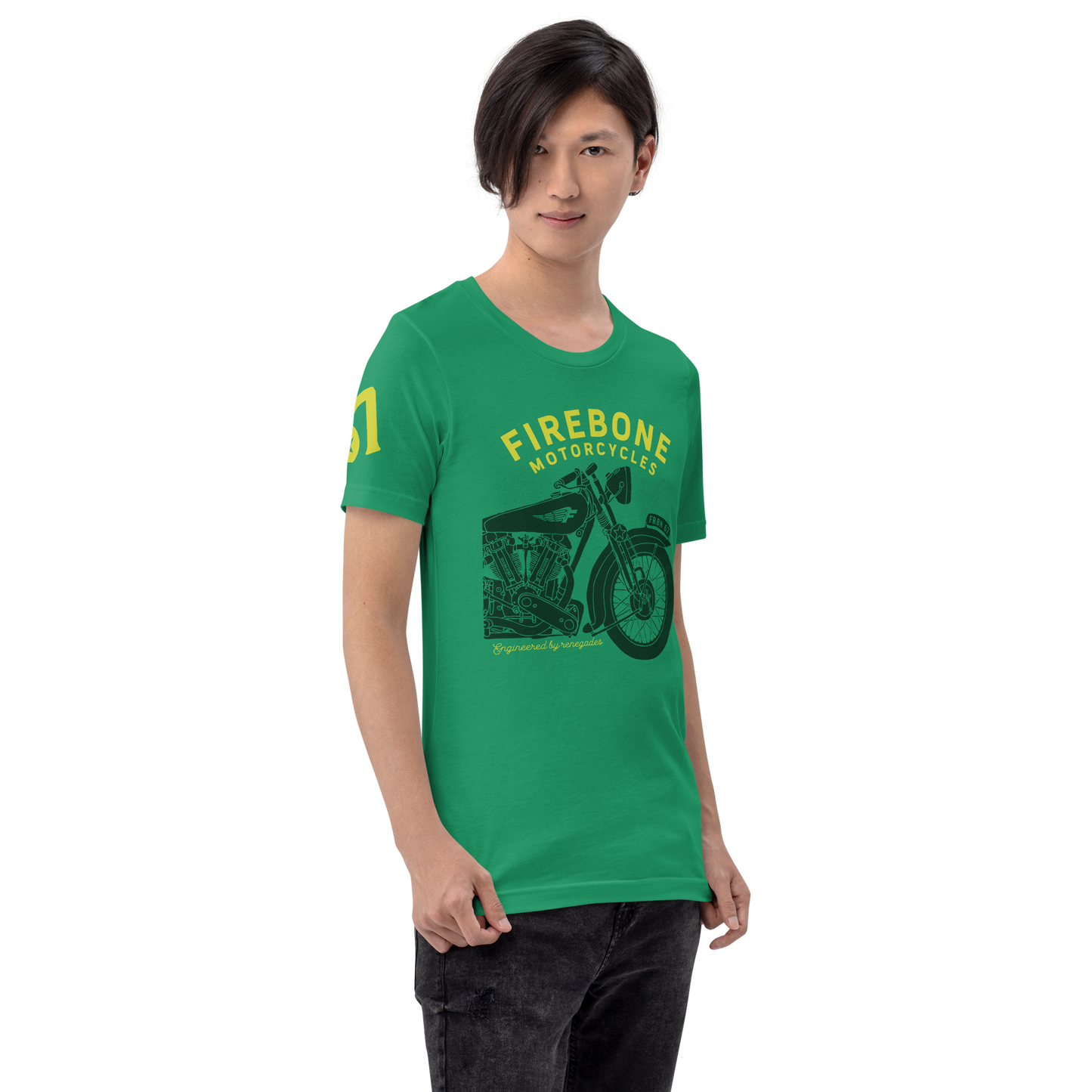 Vintage Motorcycle - Kelly green t-shirt - Firebone
