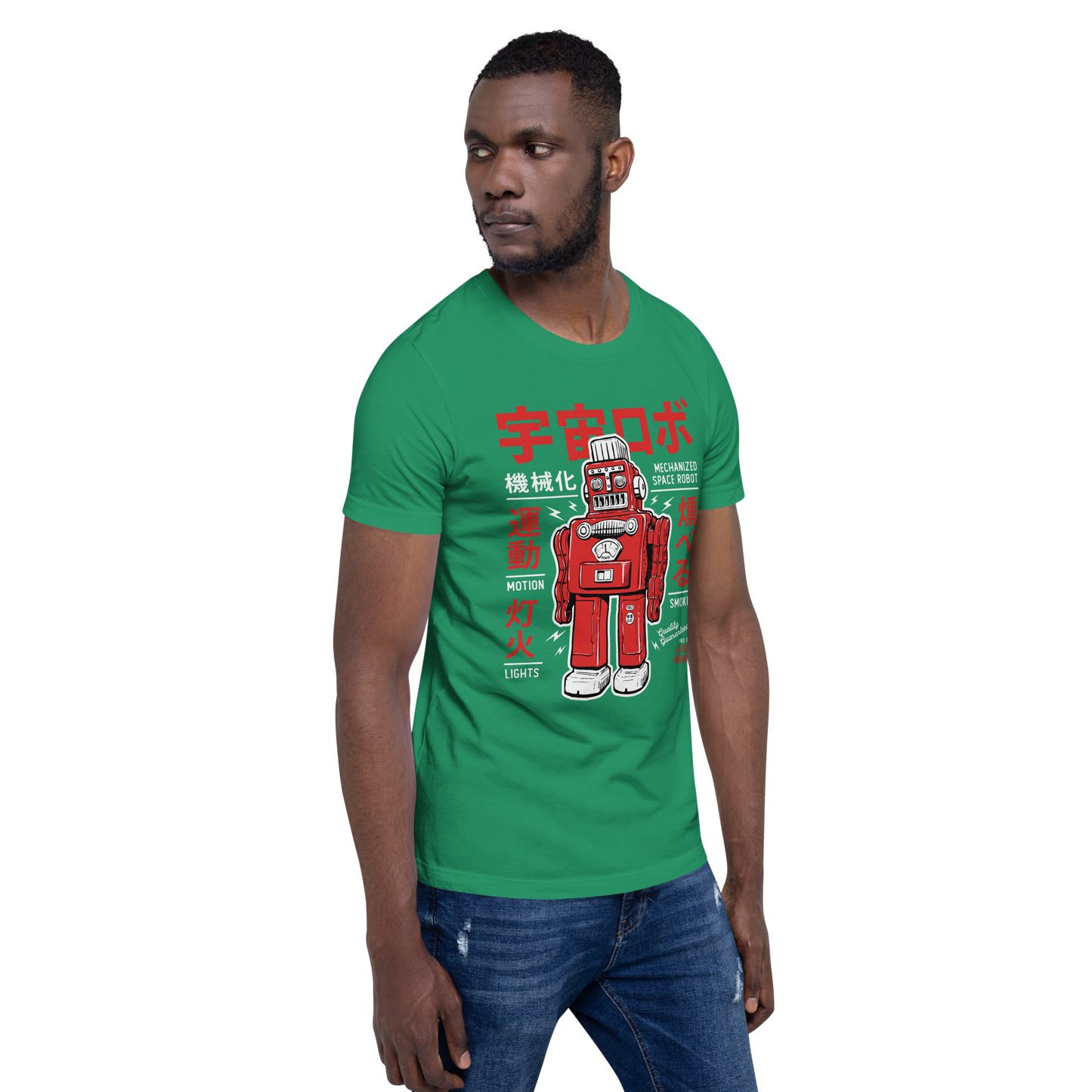 Smoking Robot - Kelly green t-shirt - Firebone