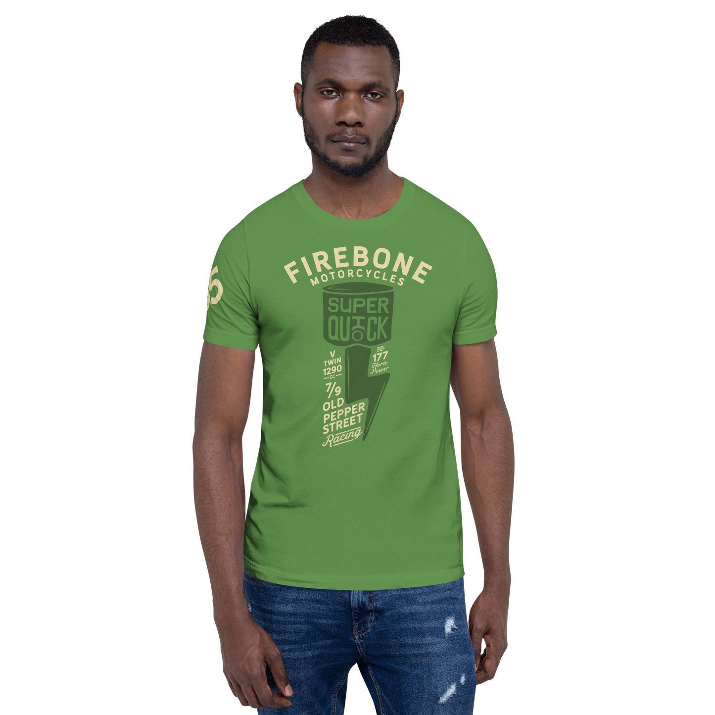 Super Quick Piston - Leaf green t-shirt - Firebone