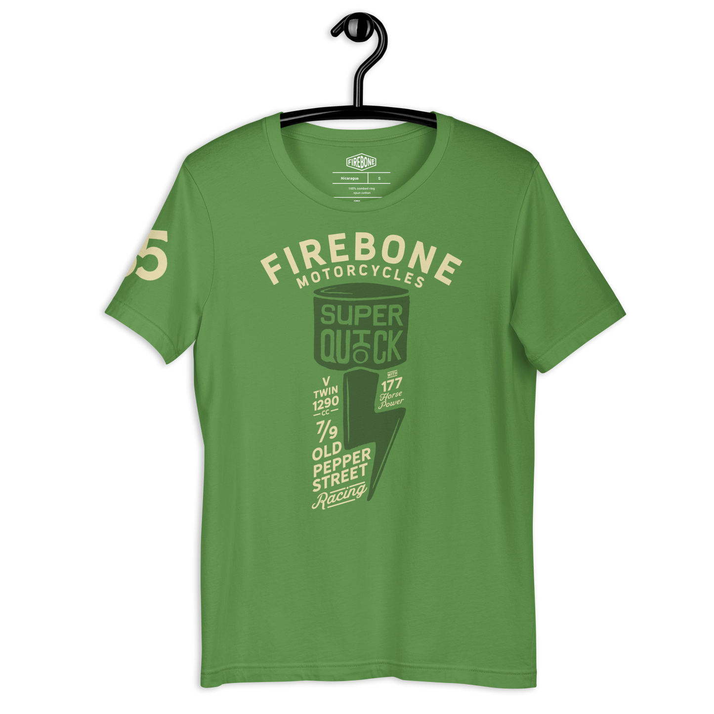 Super Quick Piston - Leaf green t-shirt - Firebone