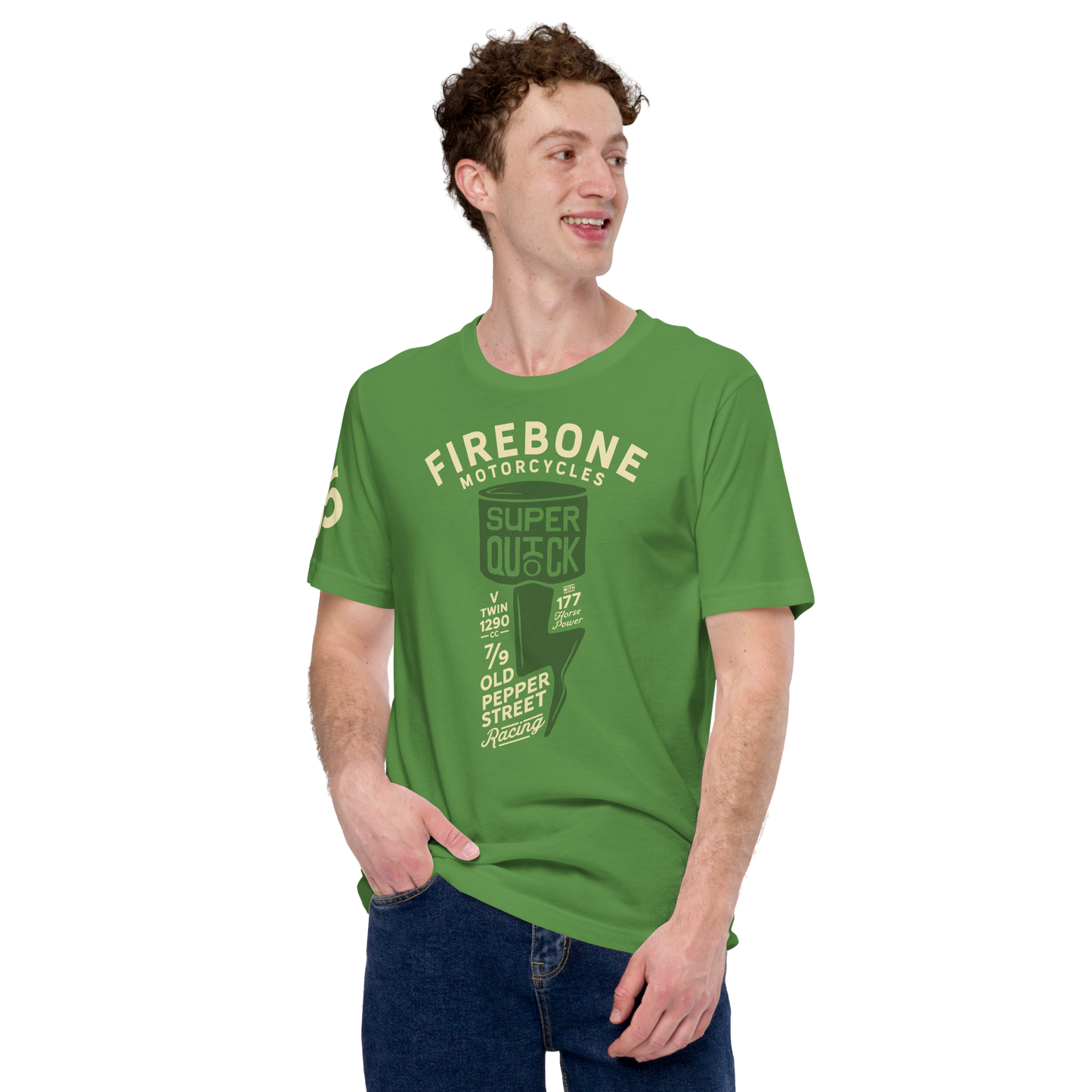 Super Quick Piston - Leaf green t-shirt - Firebone