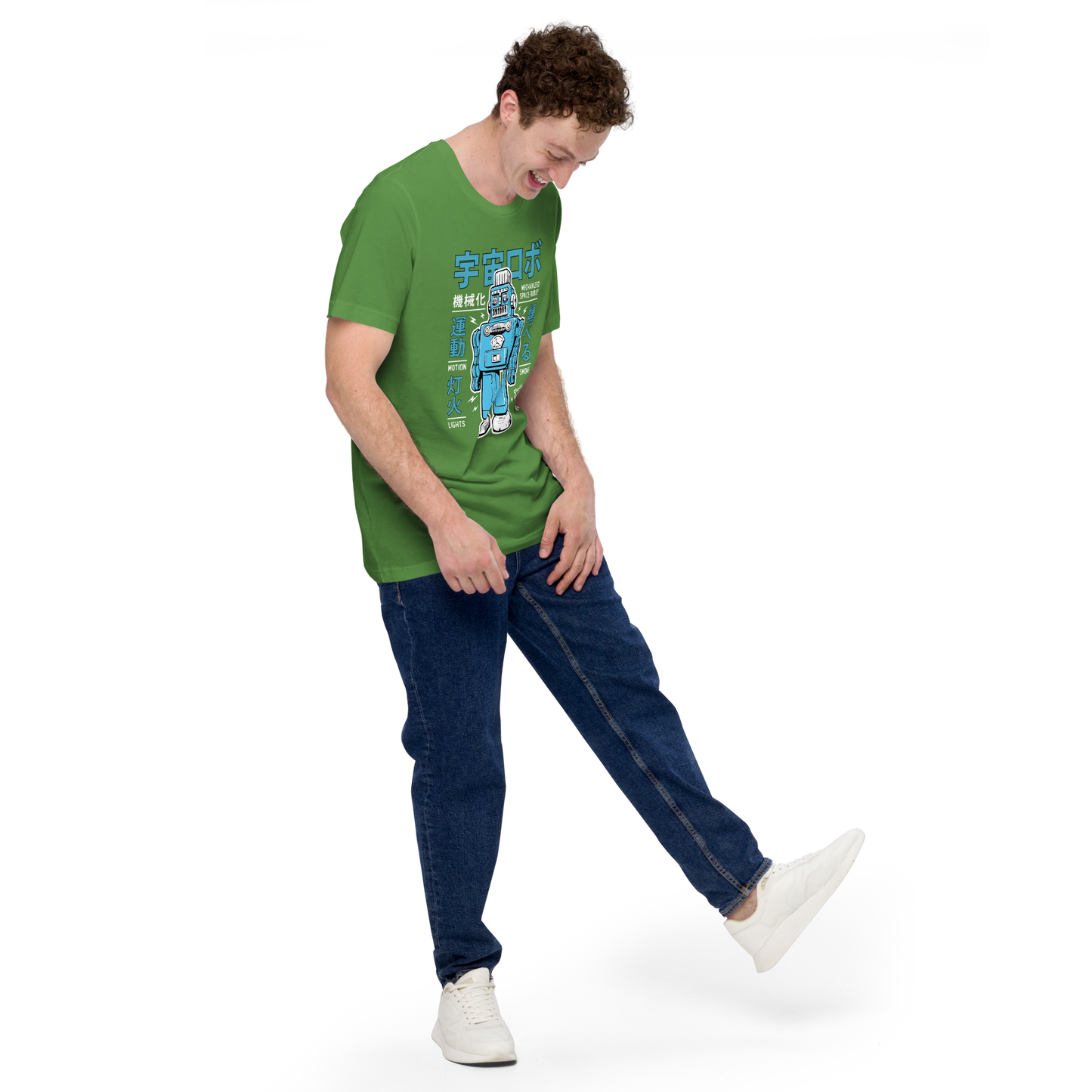 Smoking Robot - Leaf green t-shirt - Firebone
