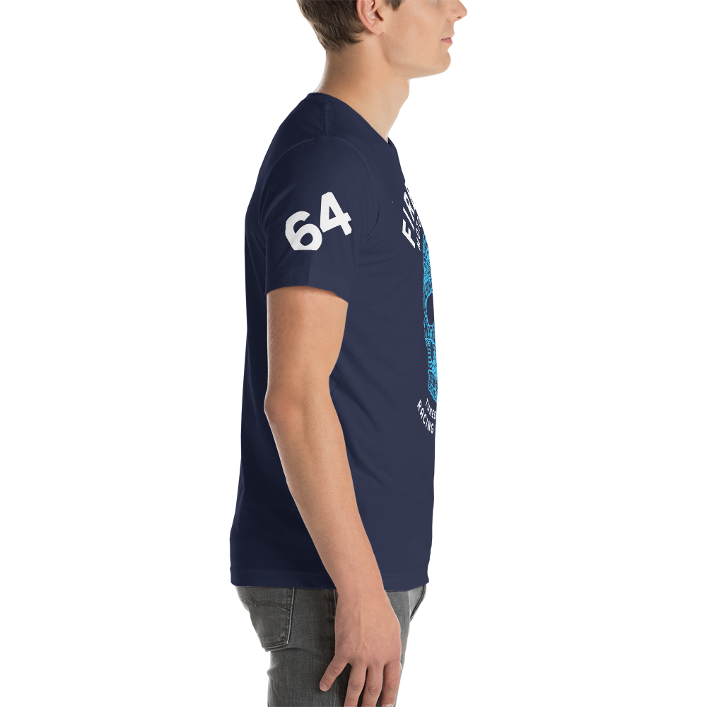 Super Quick Skull - Blue on black t-shirt - Firebone