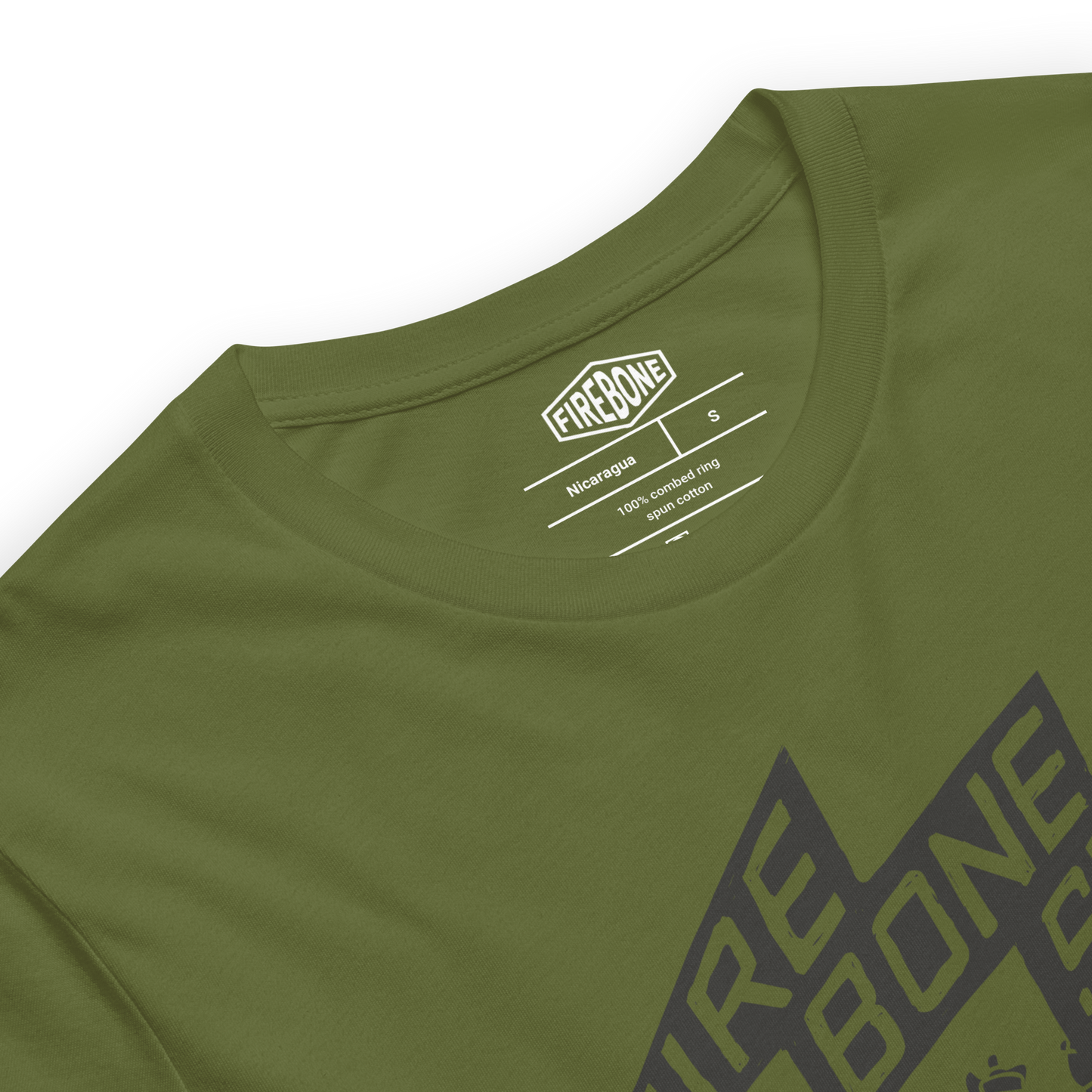 Firebone Steel - Dark grey on olive t-shirt - Firebone