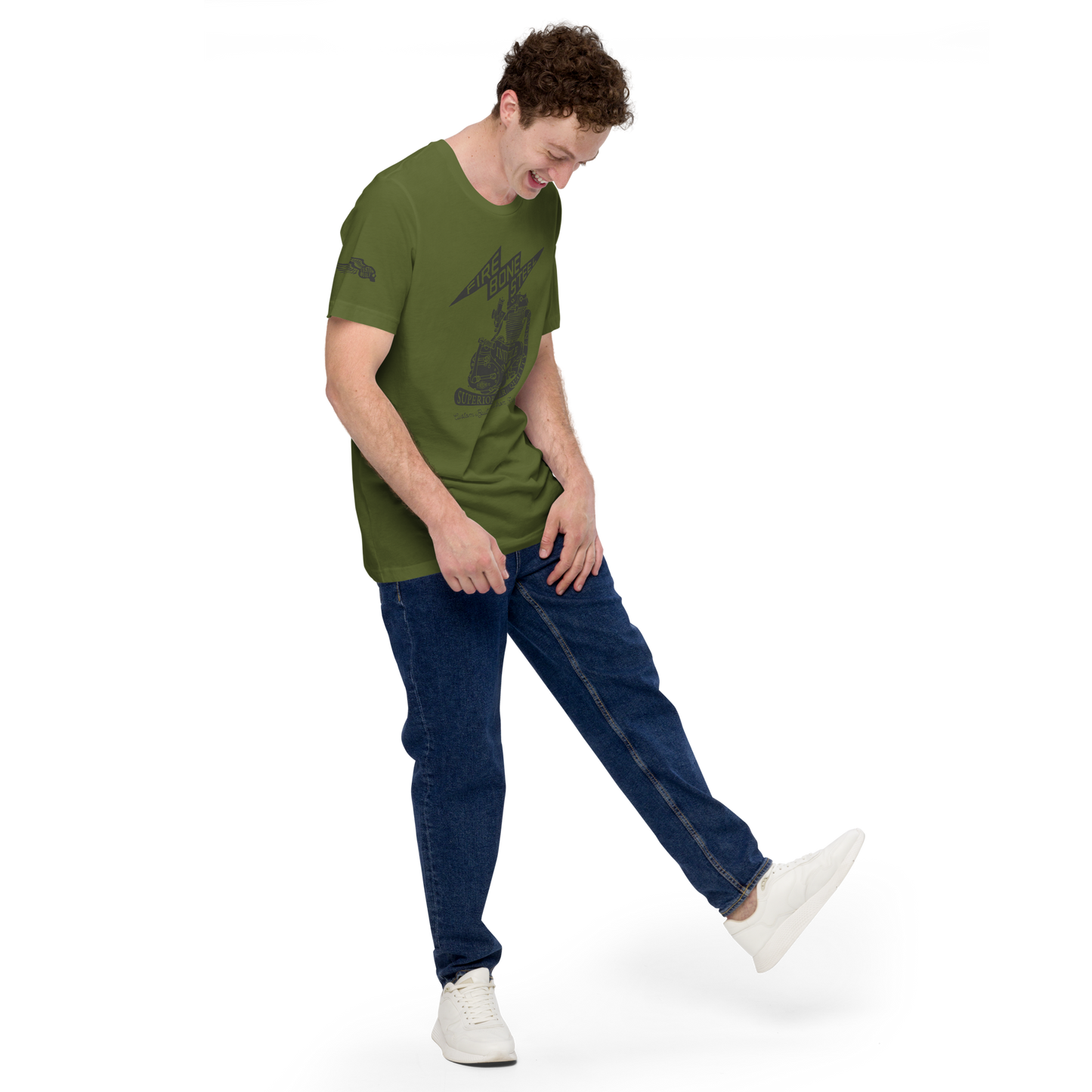 Firebone Steel - Dark grey on olive t-shirt - Firebone