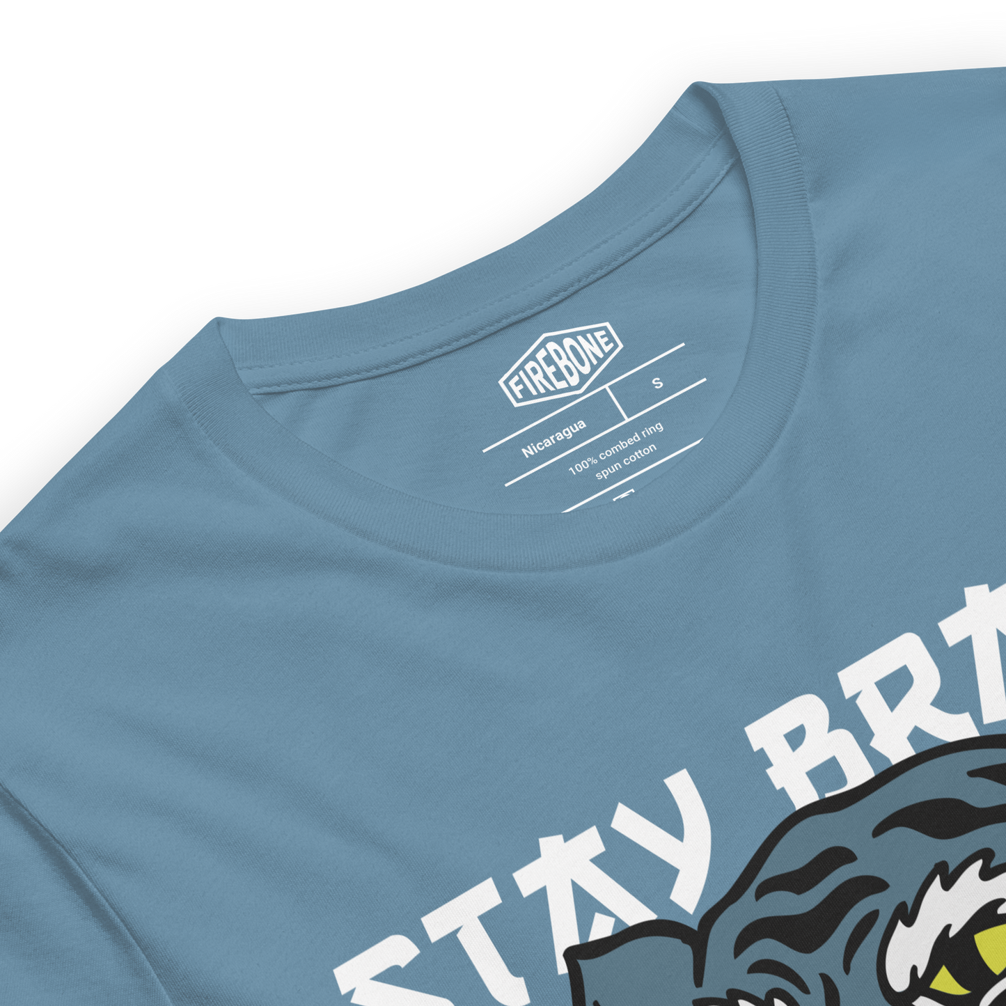 Stay Brave Tiger - Steel blue t-shirt - Firebone
