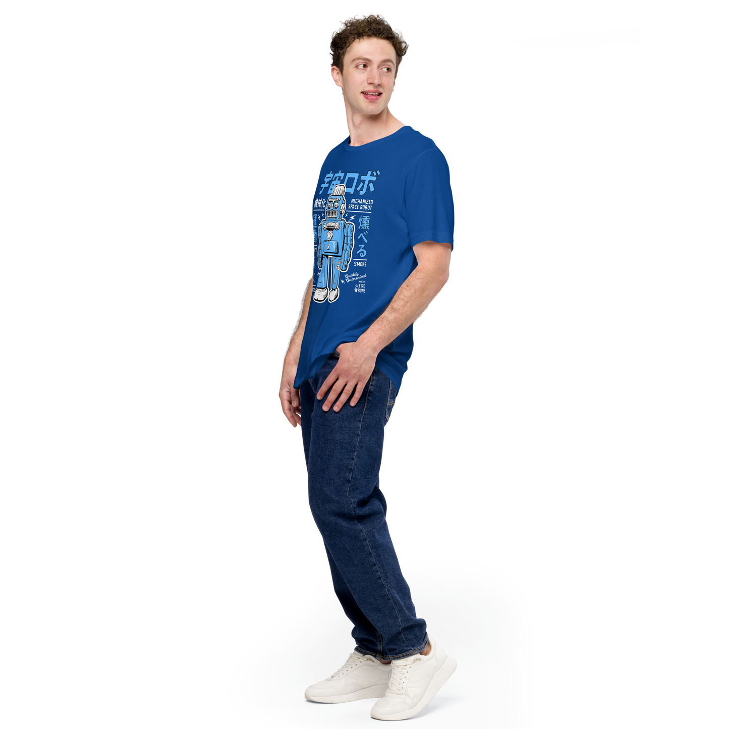 Smoking Robot - Royal blue t-shirt - Firebone