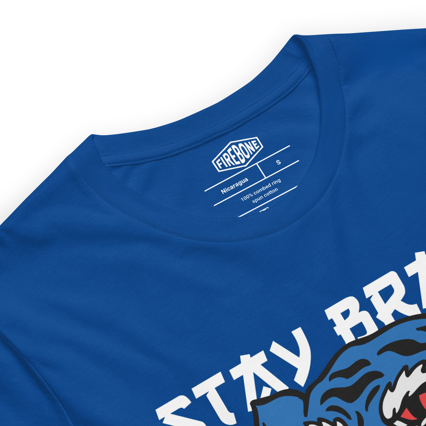 Stay Brave Tiger - Royal blue t-shirt - Firebone