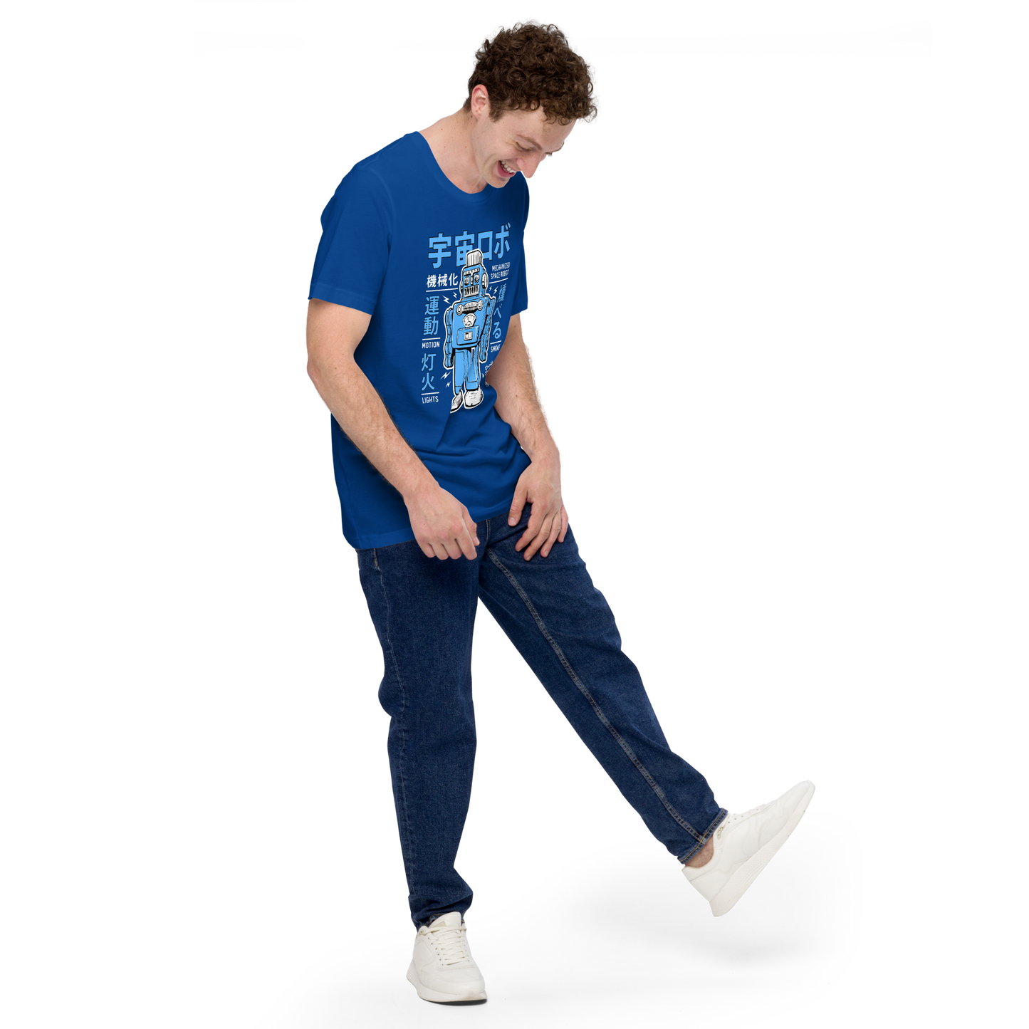 Smoking Robot - Royal blue t-shirt - Firebone