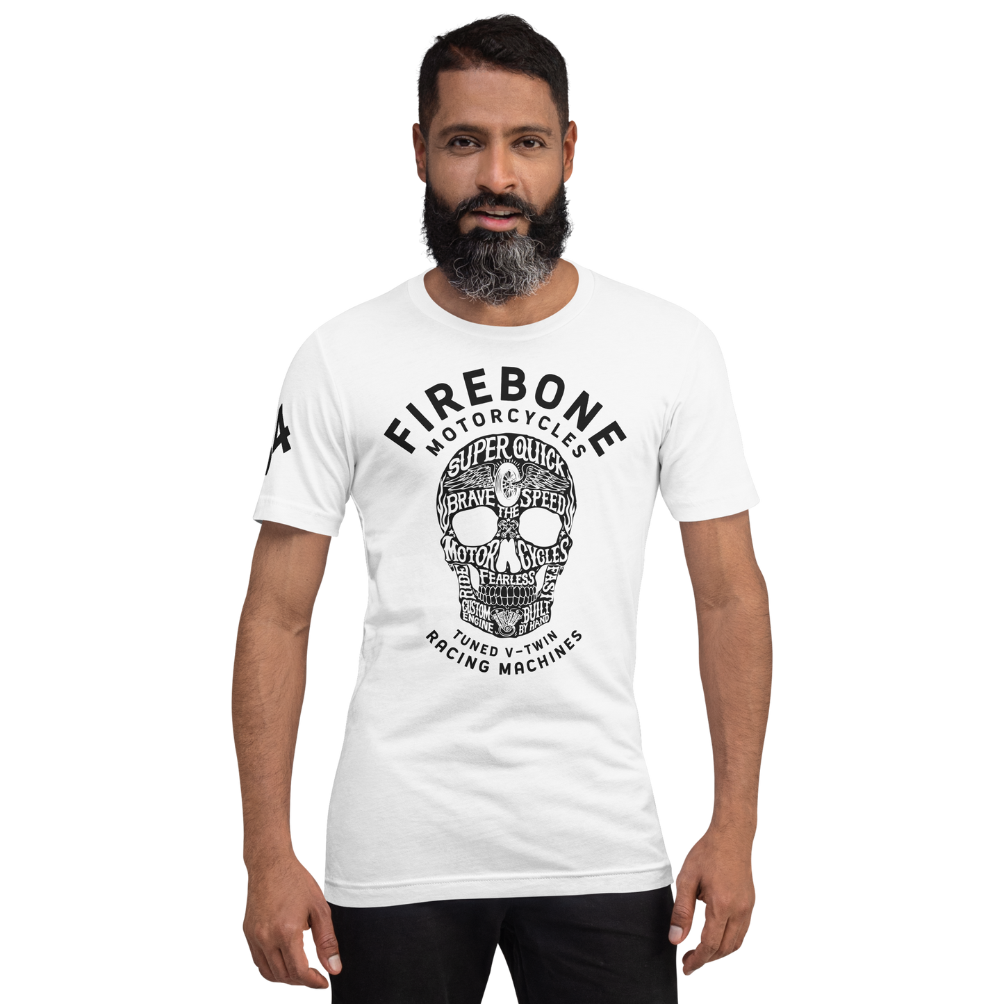 Super Quick Skull - black print on white t-shirt - Firebone