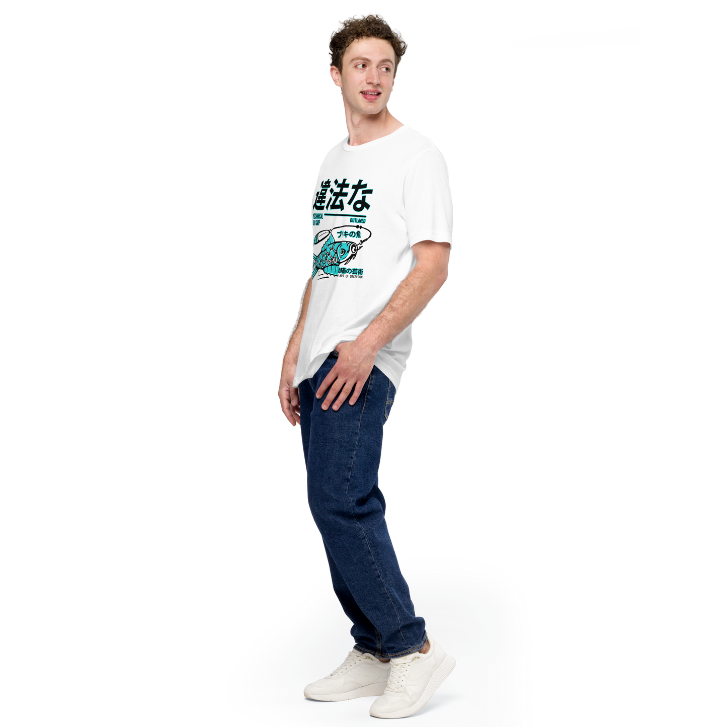Tin Koi - Teal on white t-shirt - Firebone