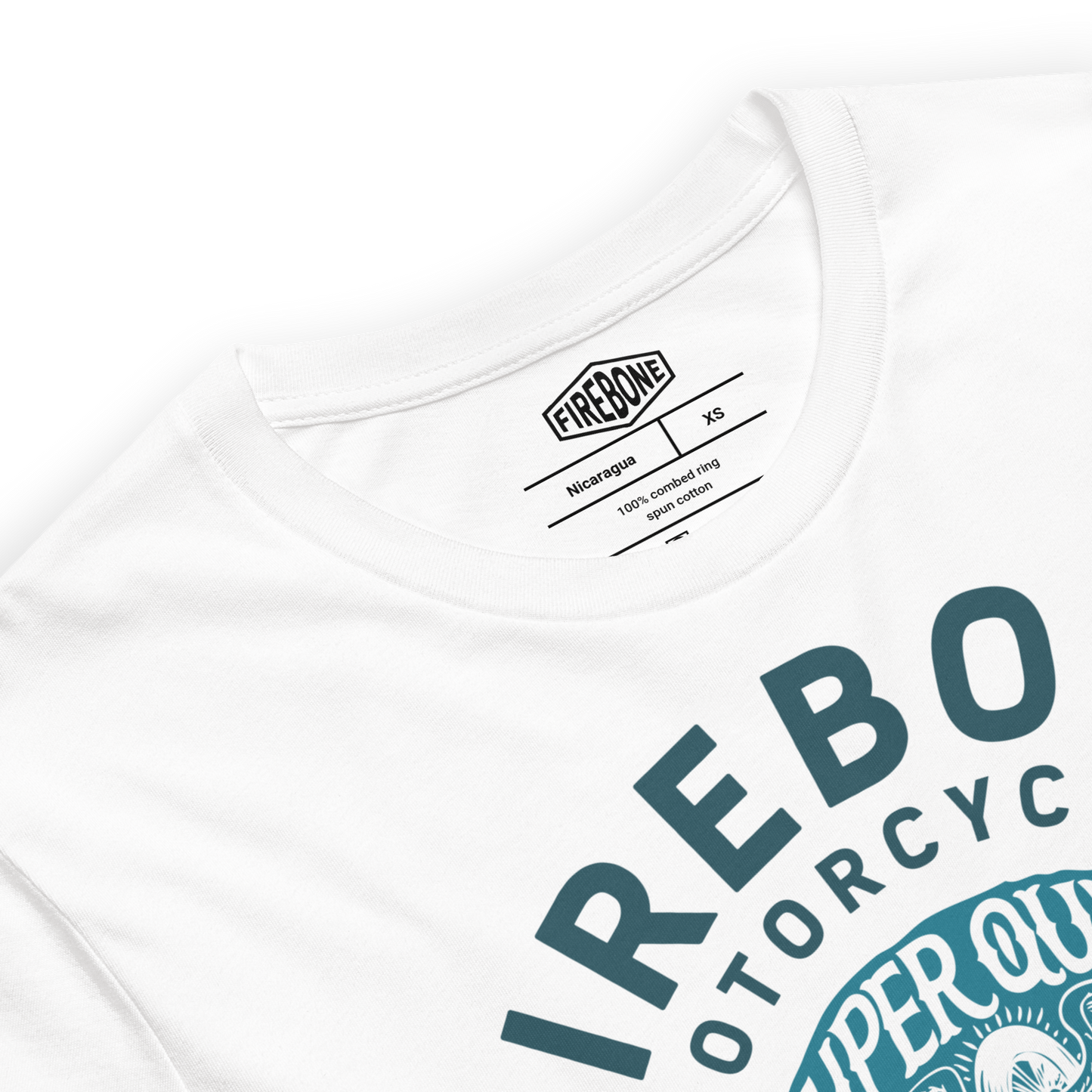 Super Quick Skull - Blue print on white t-shirt - Firebone
